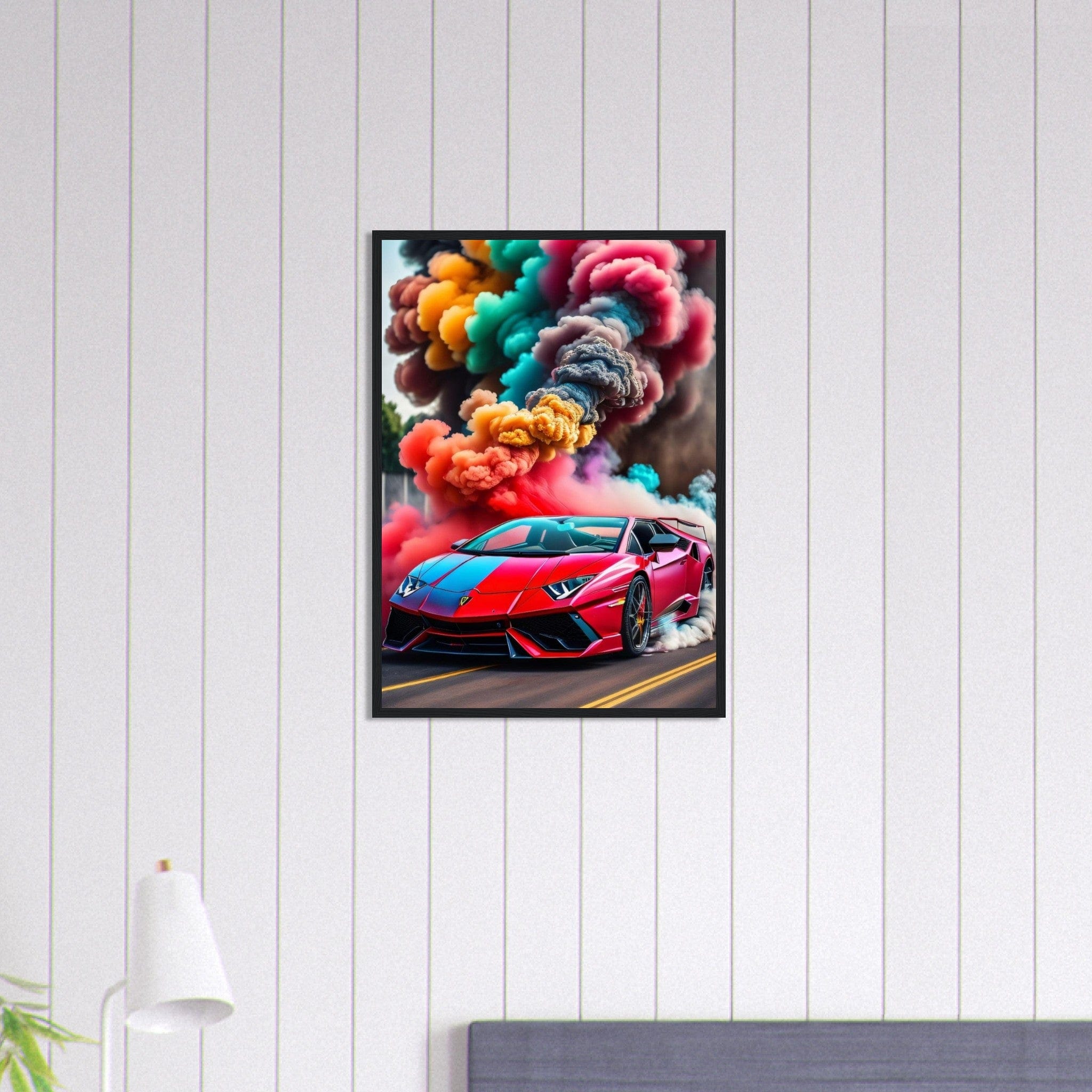 Canvanation Print Material 50x70 cm / 20x28″ Tableau Voiture Lamborghini Rouge Et Bleu