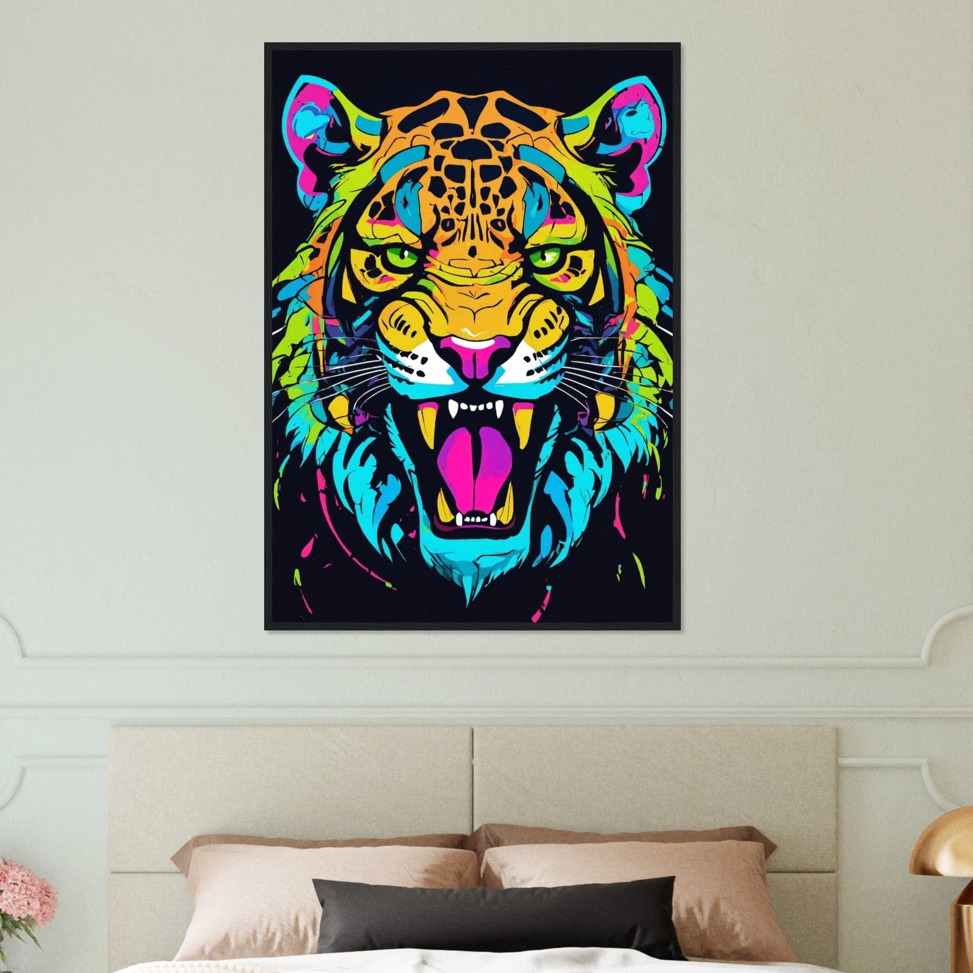 Canvanation Print Material Tableau Tigre en Technicolor