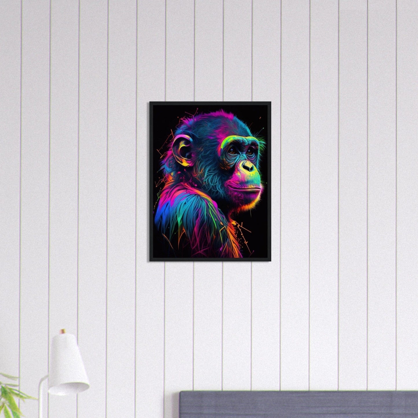 Canvanation Print Material 45x60 cm / 18x24″ Tableau Singe Pop Art Fond Noir