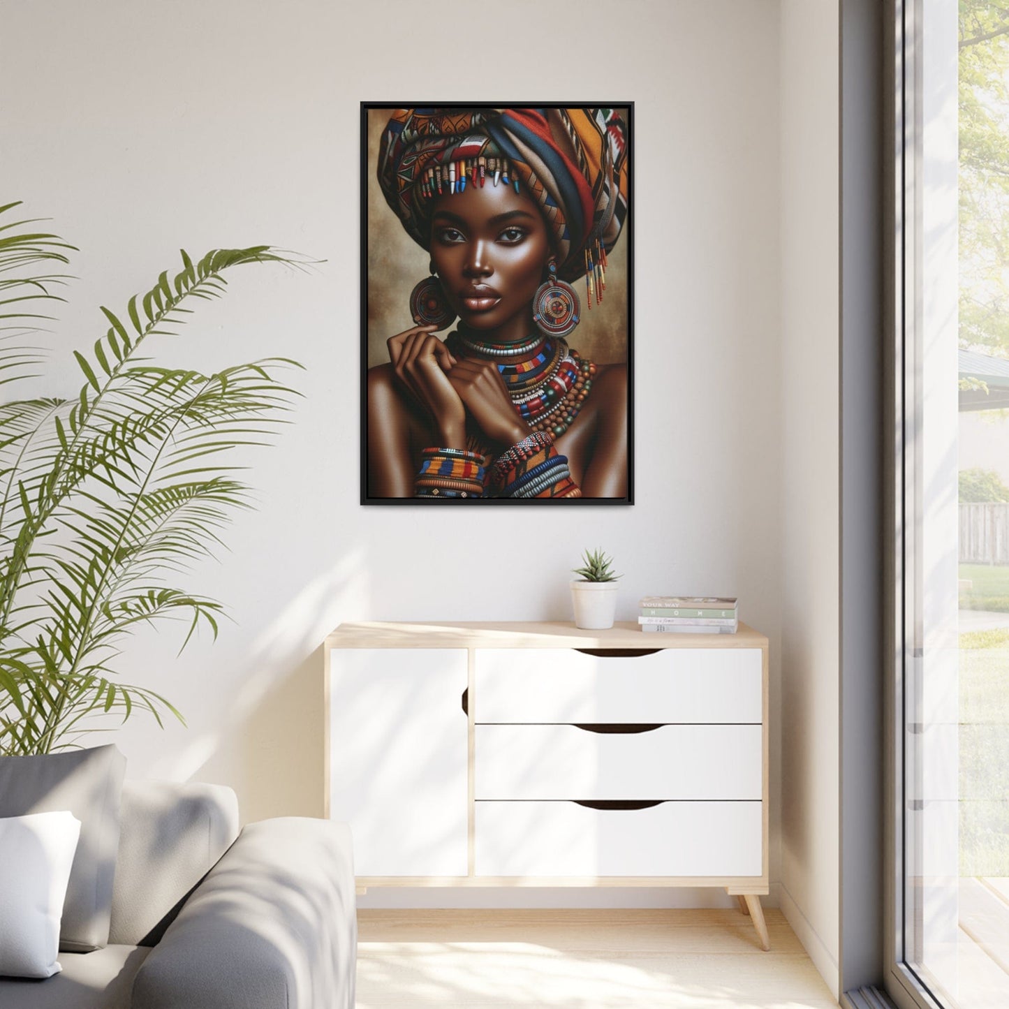 Printify Canvas Tableau "La beauté africaine au féminin : un tableau vibrant de couleurs et d'émotions"