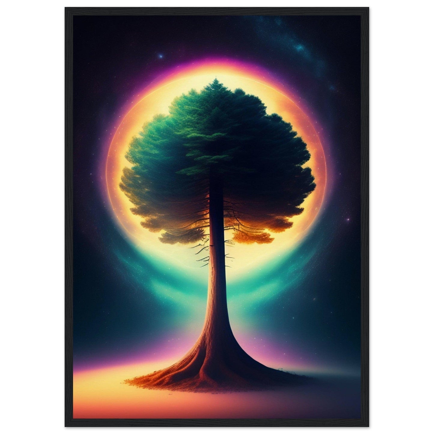 Canvanation Print Material 50x70 cm / 20x28″ / Noir Tableau L'Arbre de Vie au Centre de Tout