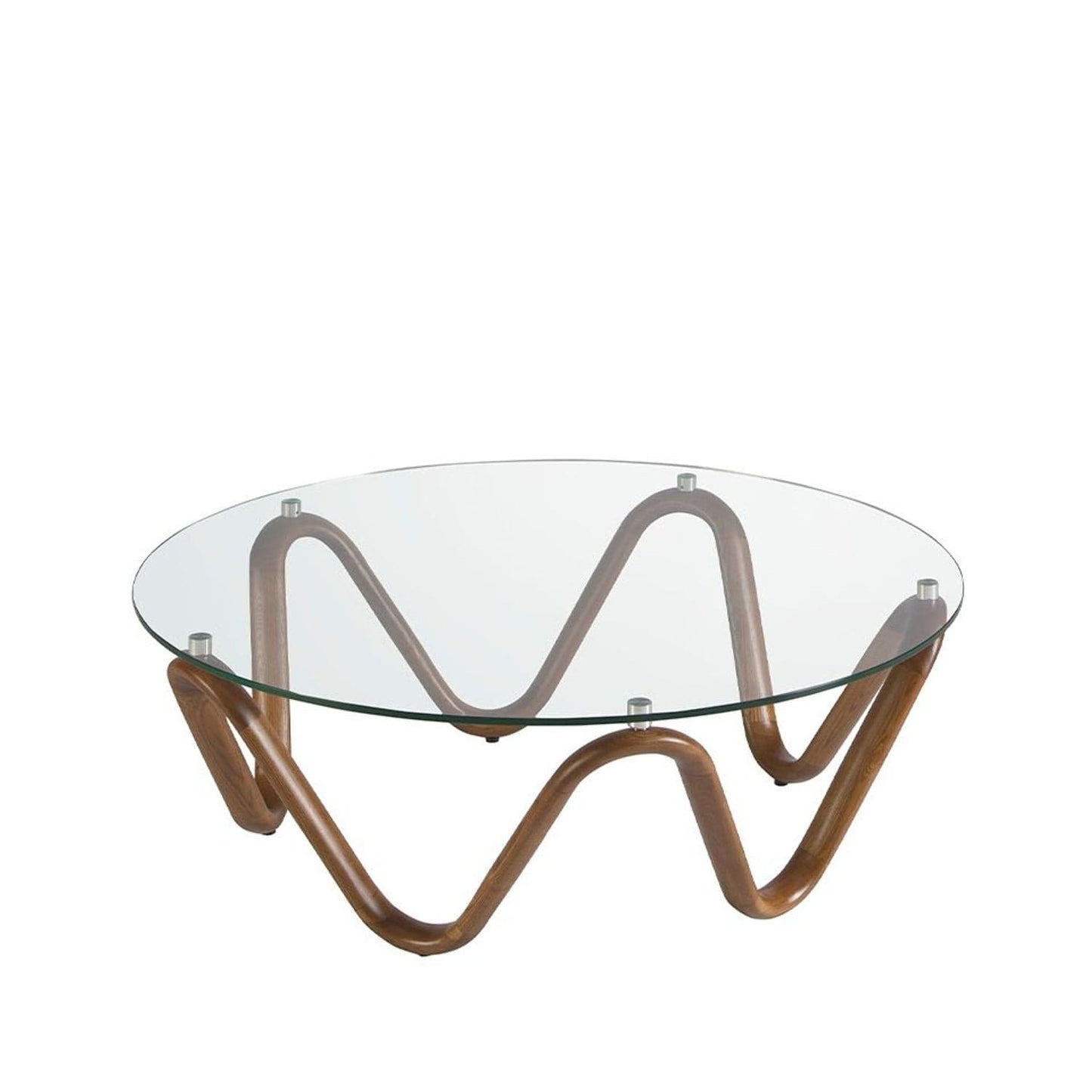 Canvanation Table Basse Ronde Moderne en Verre Trempé et Bois Noyer – Design Élégant et Unique