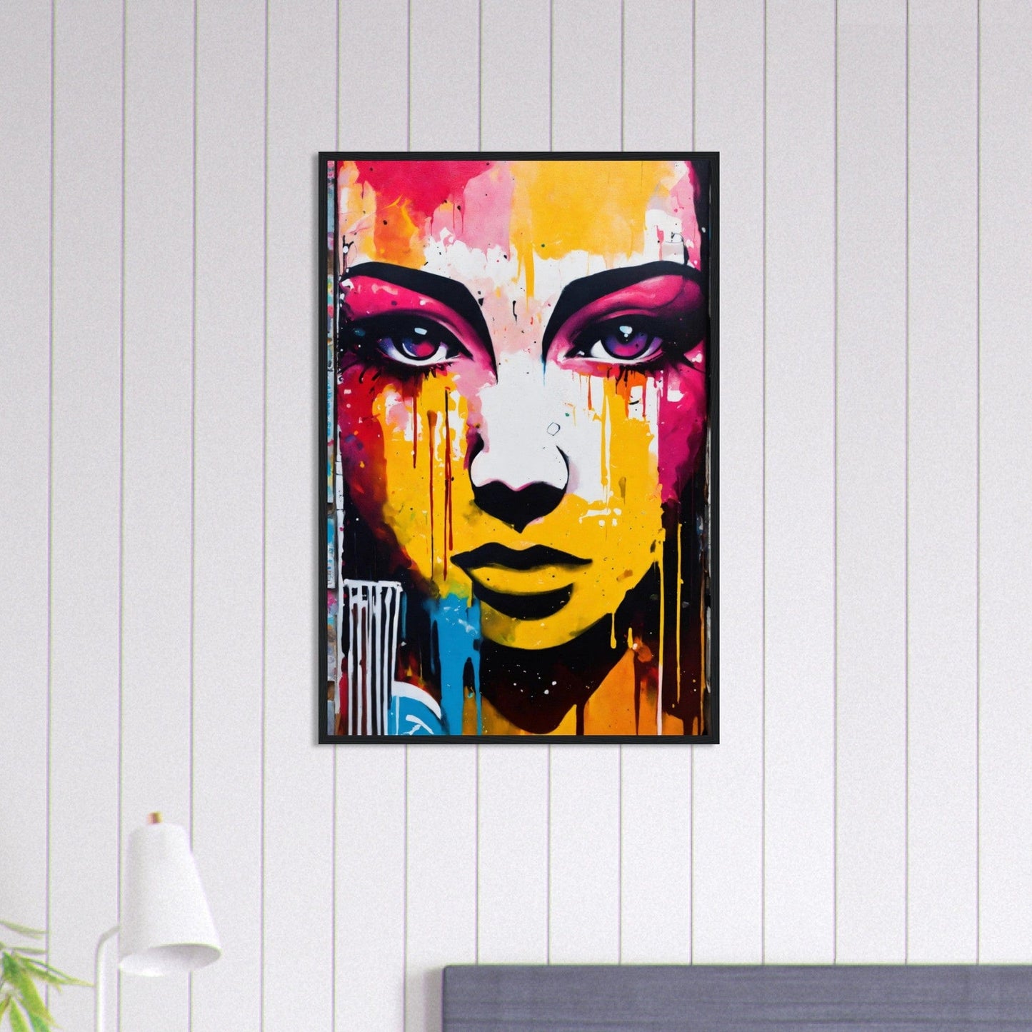 Canvanation Print Material 60x90 cm / 24x36″ Tableau Street Art Peinture Femme Jaune