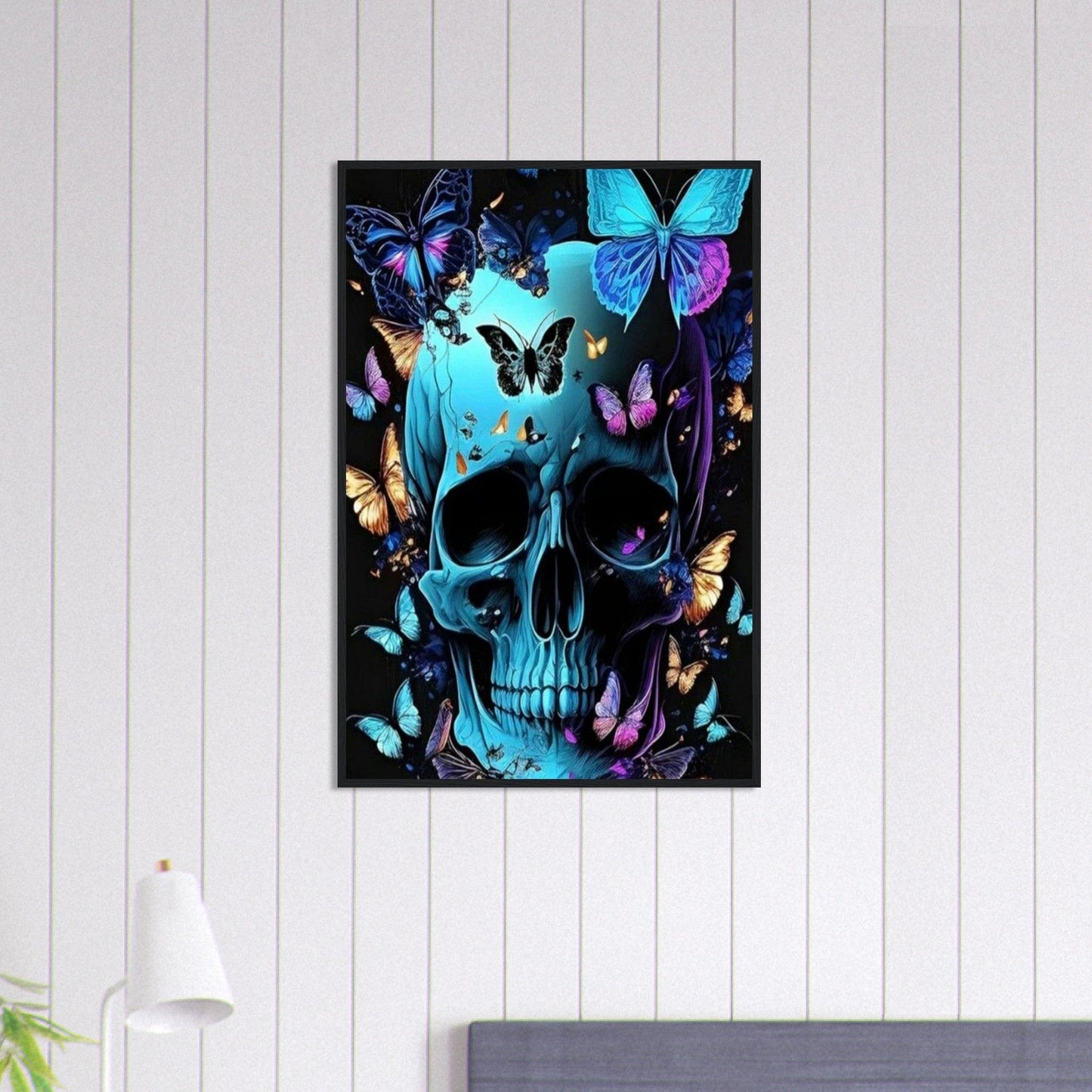 Canvanation Print Material 60x90 cm / 24x36″ Tableau Tête De Mort Effet papillons