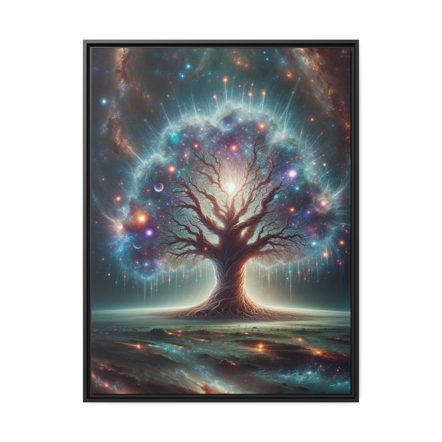 Printify Canvas 30" x 40" (Vertical) / Cadre Noir Tableau Un arbre de vie cosmique