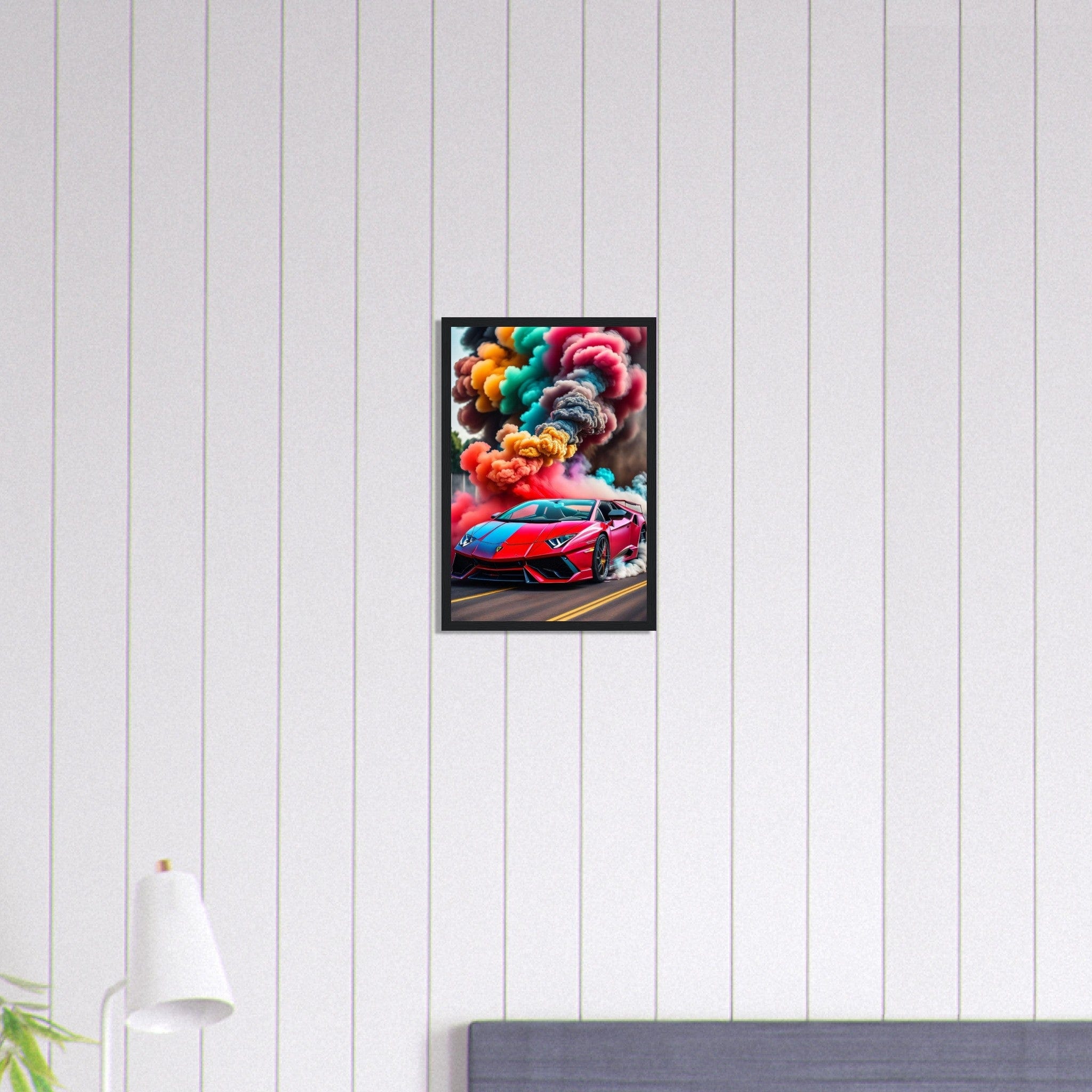 Canvanation Print Material 30x45 cm / 12x18″ Tableau Voiture Lamborghini Rouge Et Bleu