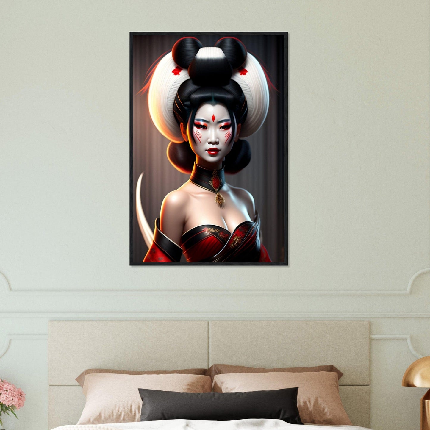 Canvanation Print Material 60x90 cm / 24x36″ Tableau Geisha Japon Long Cheveux