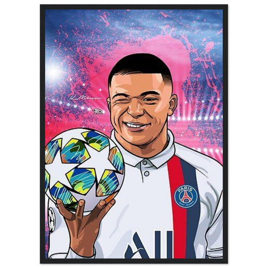 Canvanation Print Material 50x70 cm / 20x28″ / Avec Cadre Tableau Football Kylian Mbappe