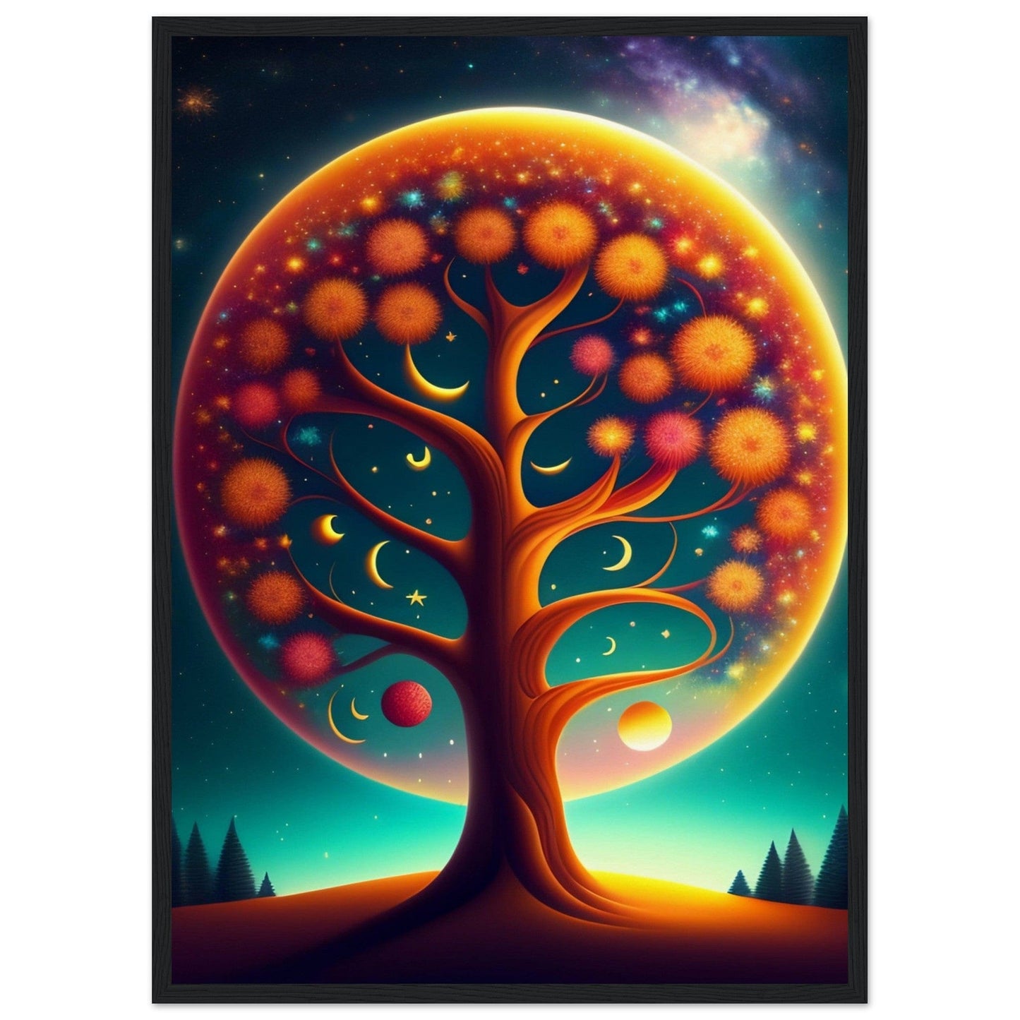 Canvanation Print Material 50x70 cm / 20x28″ / Noir Tableau Arbre De Vie Épanouissement Citadin