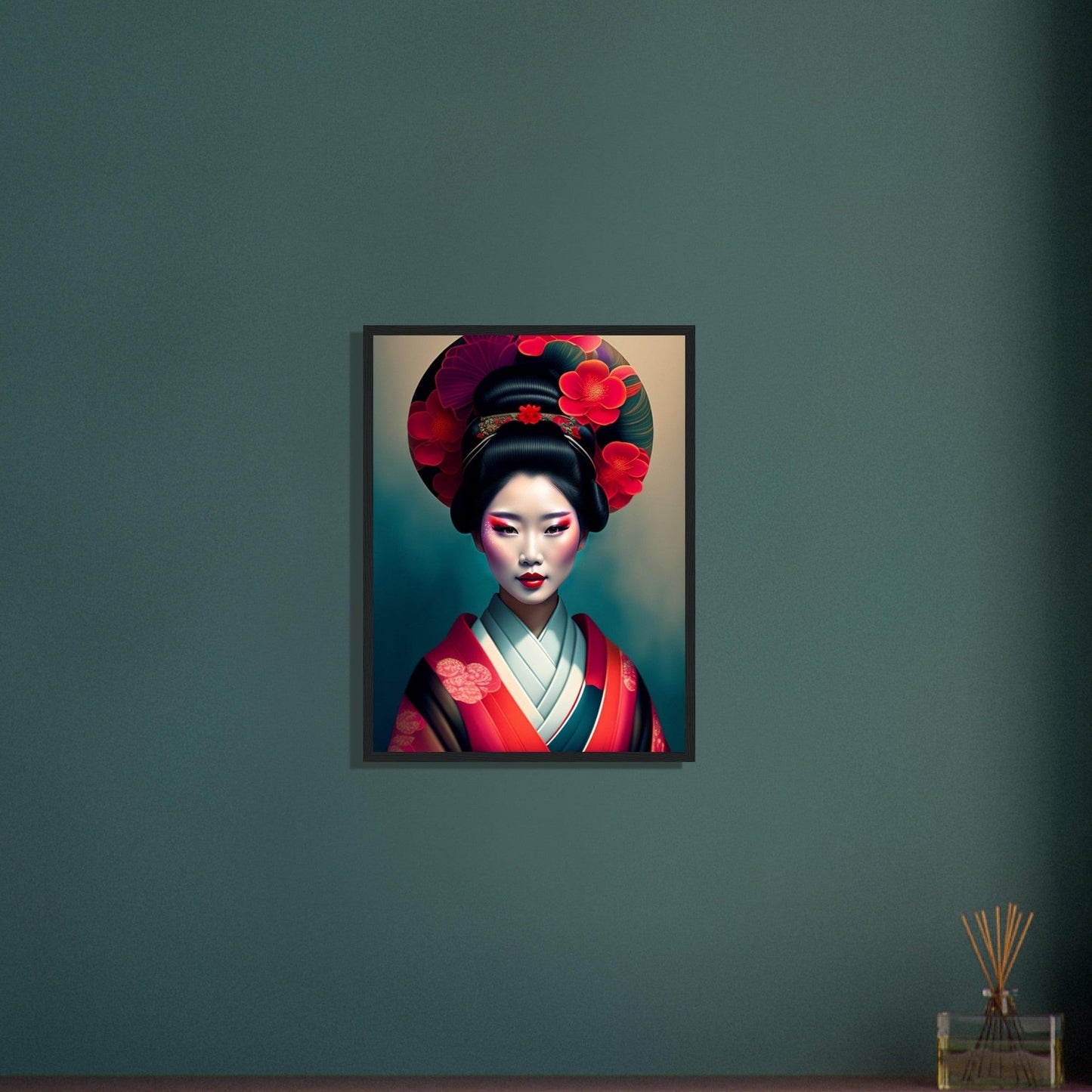 Canvanation Print Material Tableau Japon Geisha Kimono Fleurs