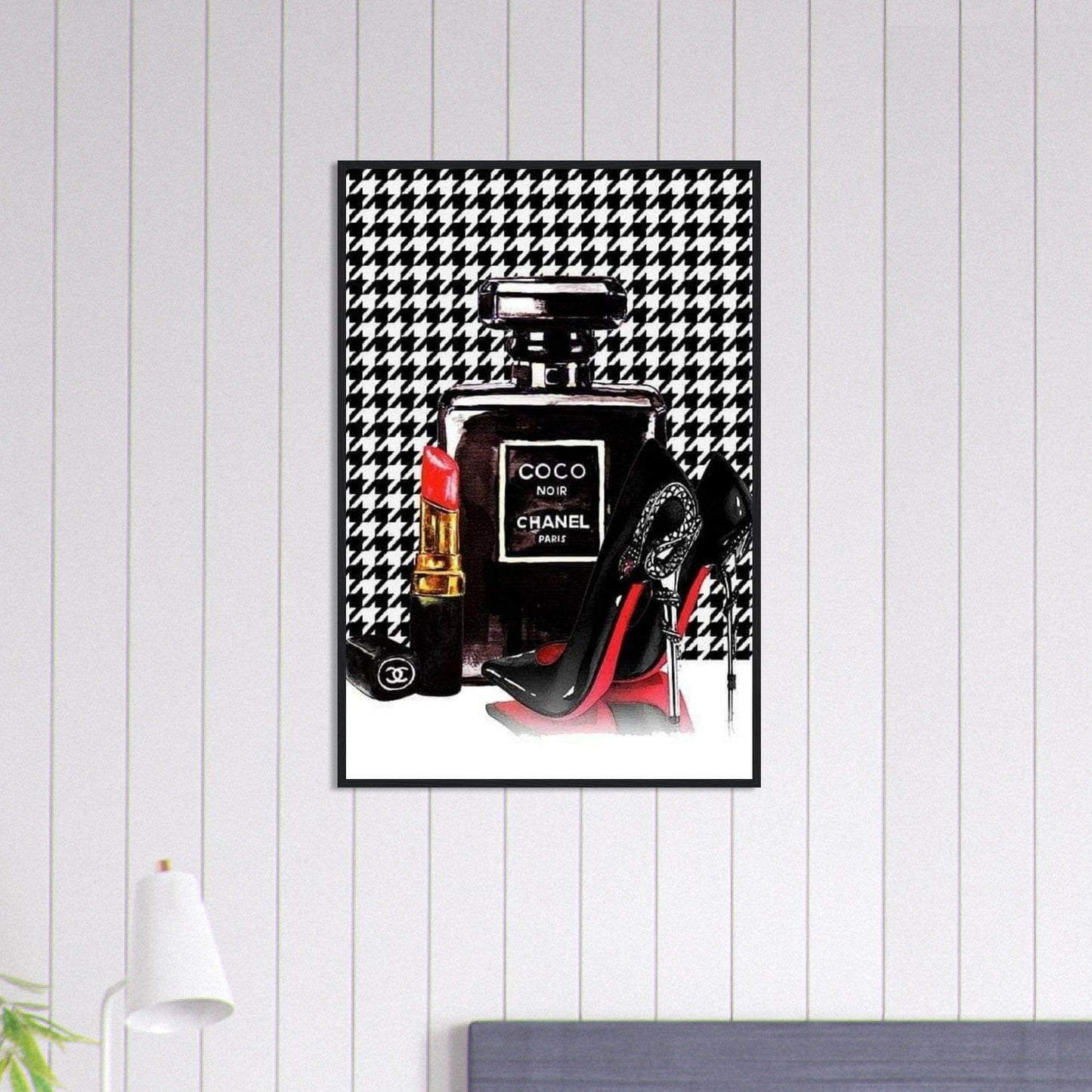 Canvanation Print Material 60x90 cm / 24x36″ Tableau Chanel Numéro 5 Damier Noir Et Blanc