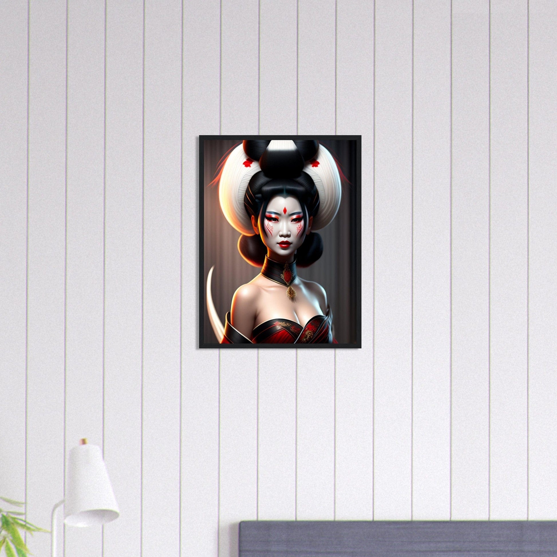 Canvanation Print Material Tableau Geisha Japon Long Cheveux