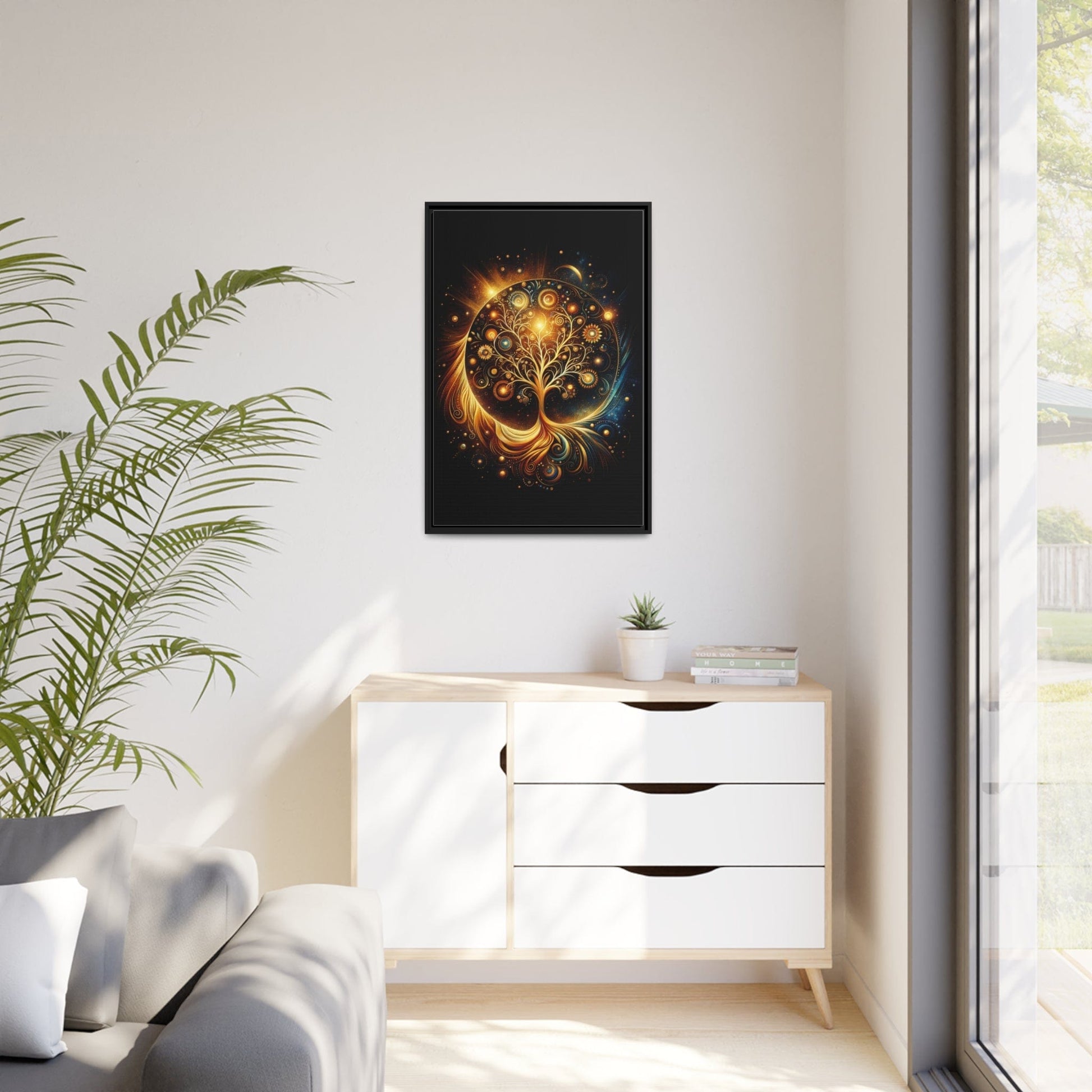 Printify Canvas Tableau Éclat éternel : L'arbre de vie doré magnifie la beauté de la nature