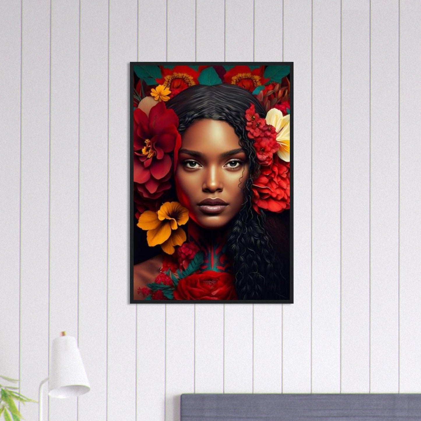 Canvanation Print Material 60x90 cm / 24x36″ Tableau Femme Fleurs Cheveux : Jardin de secrets