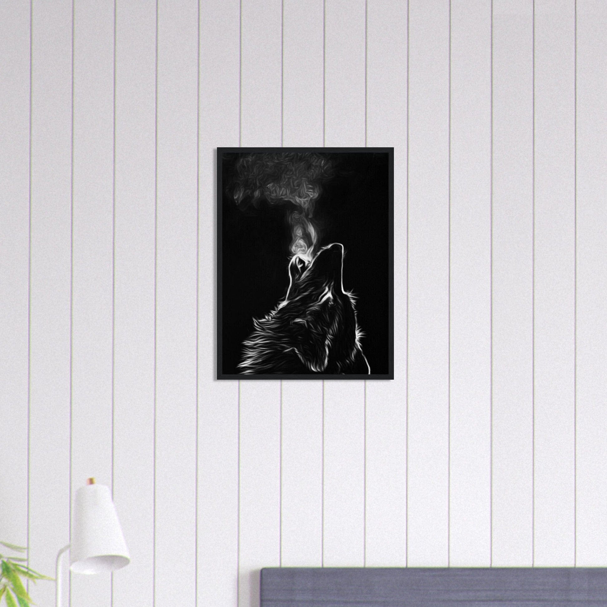 Gelato Print Material Tableau Loup Fumé Noir Et Blanc