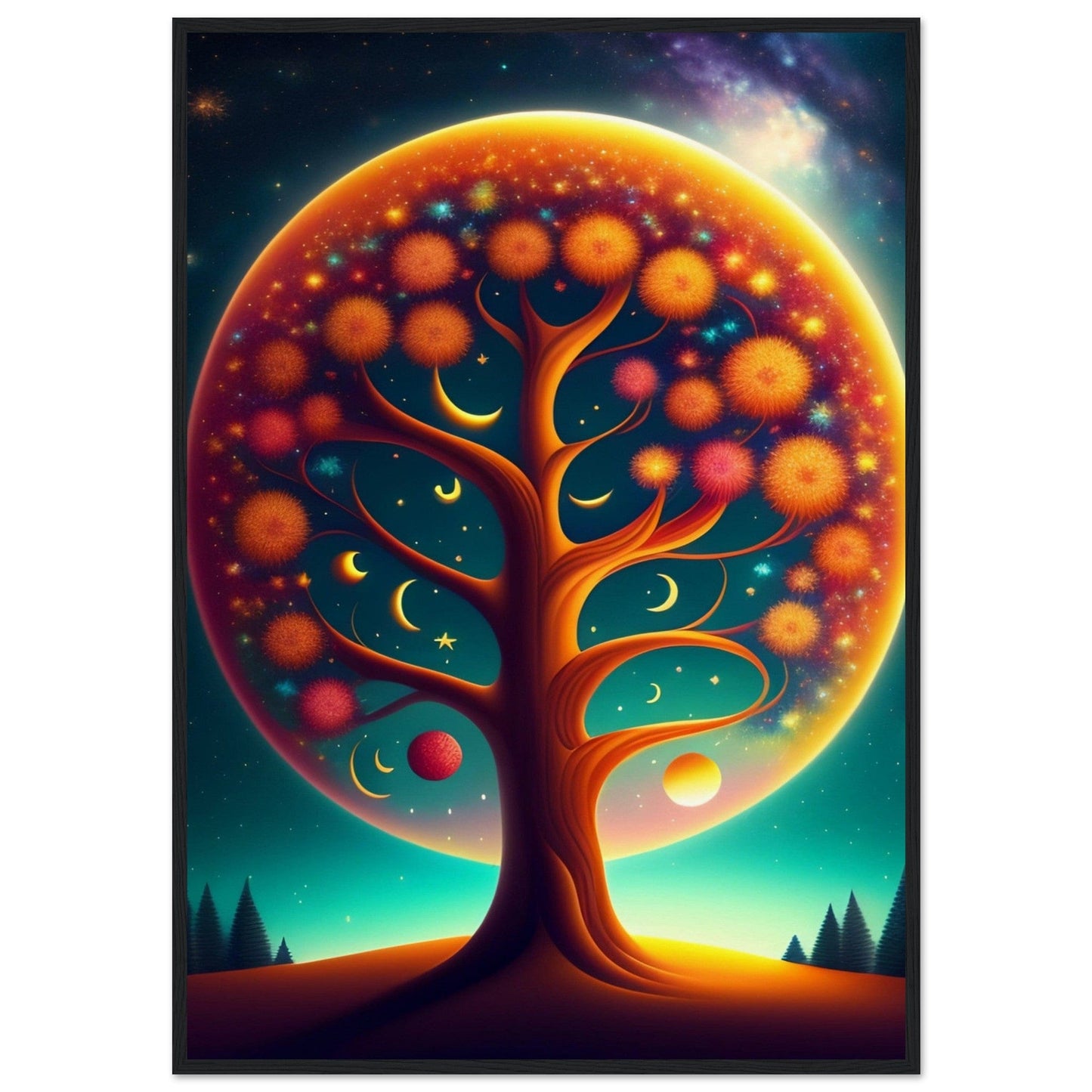 Canvanation Print Material 70x100 cm / 28x40″ / Noir Tableau Arbre De Vie Épanouissement Citadin