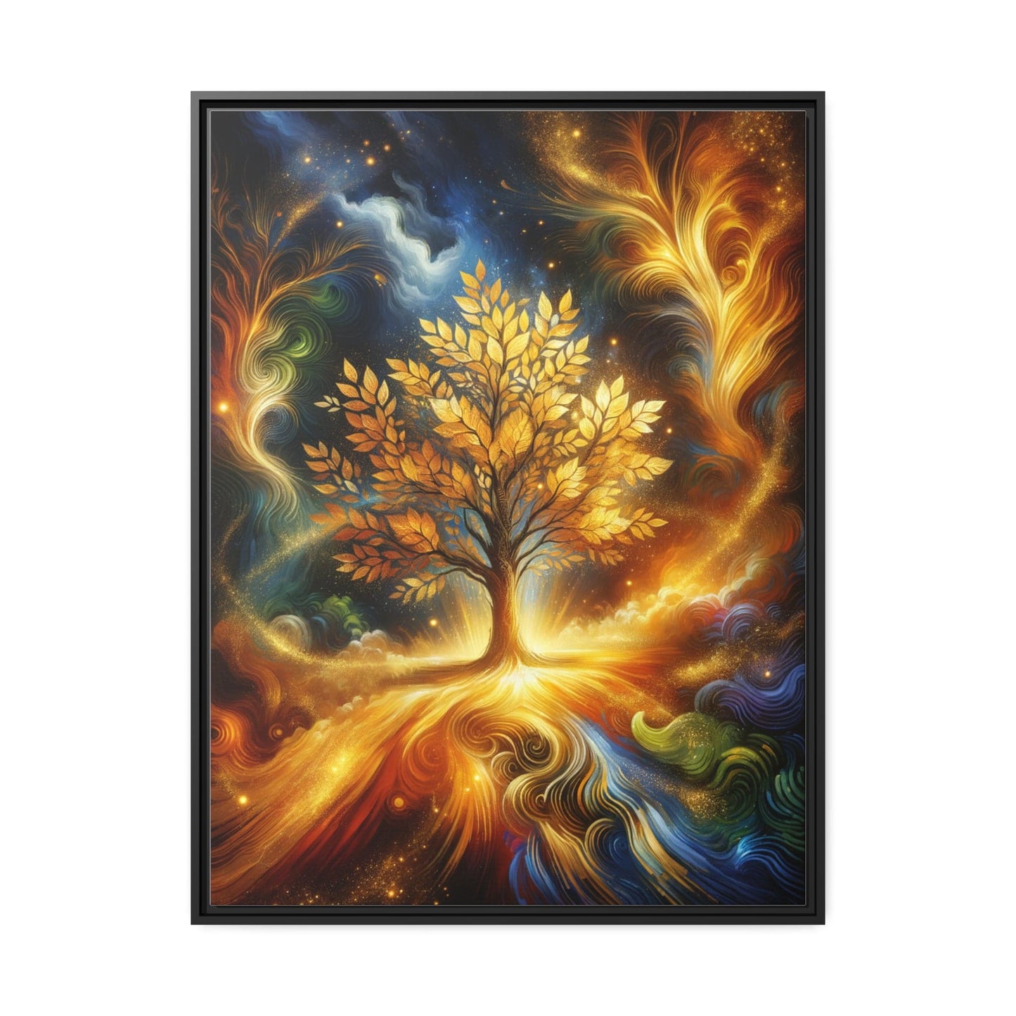 Printify Canvas 76.20 Cm x 101.60 Cm (Vertical) Tableau L'élégance dorée de l'Arbre de Vie: Un symbole de prospérité et d'harmonie