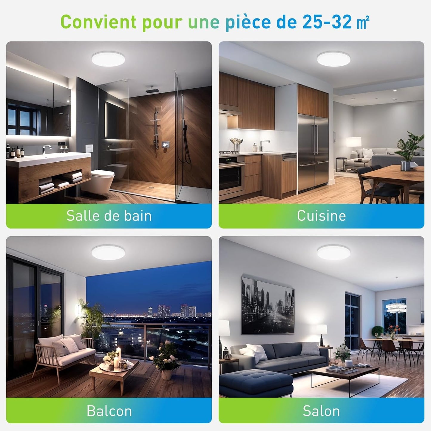 Canvanation Blanc 30cm Plafonnier LED Etanche