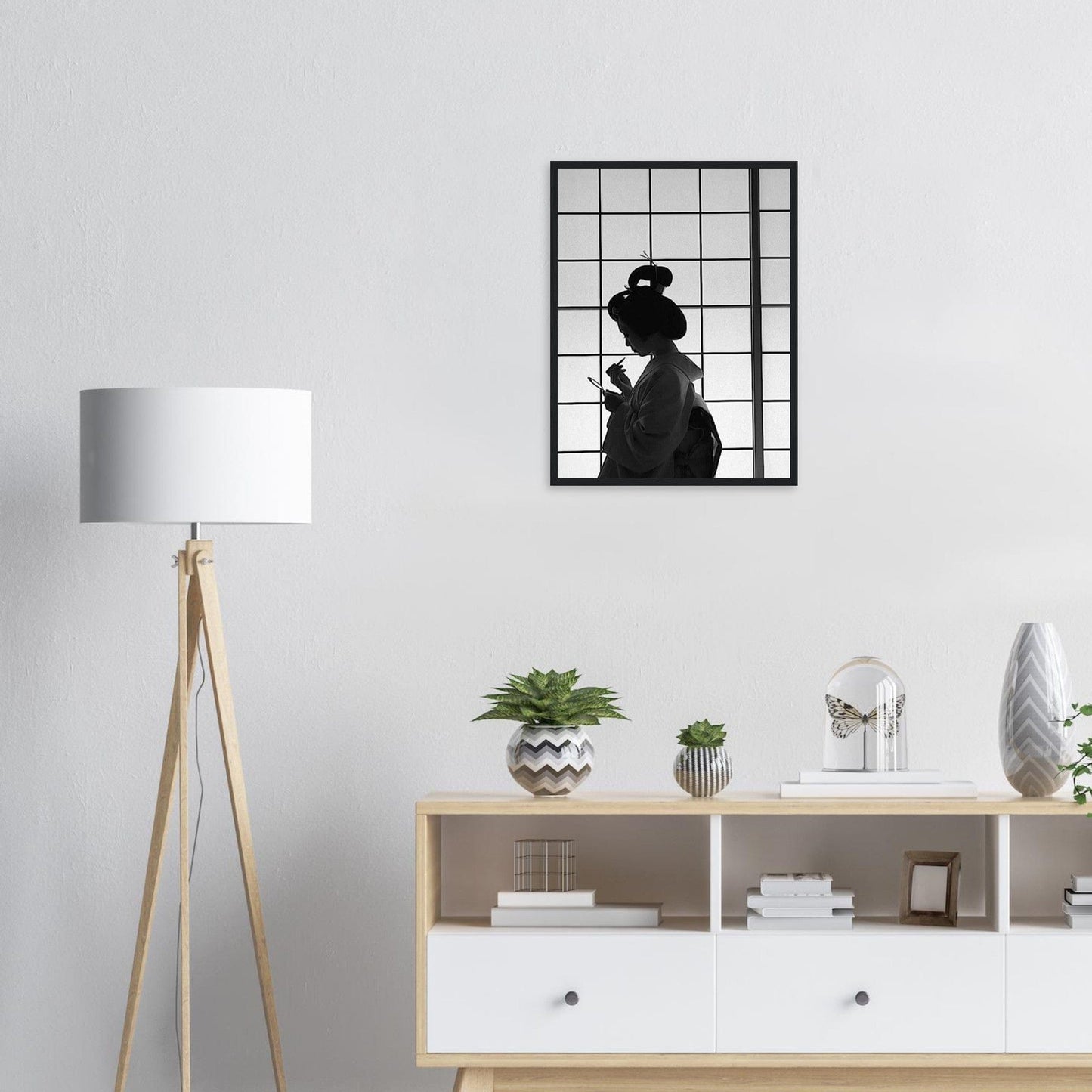 Canvanation Print Material Tableau Japon Geisha Noir Et Blanc
