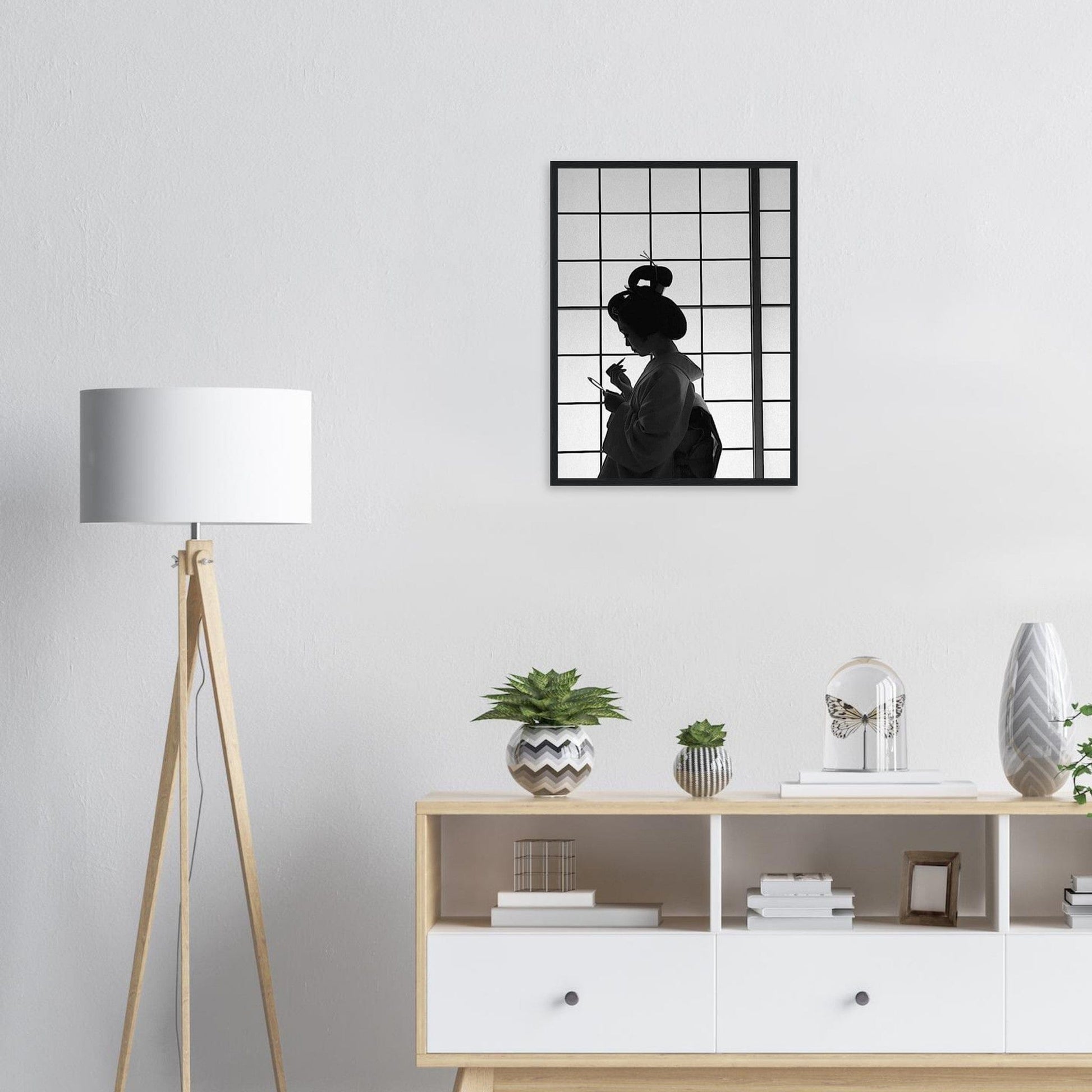 Canvanation Print Material Tableau Japon Geisha Noir Et Blanc