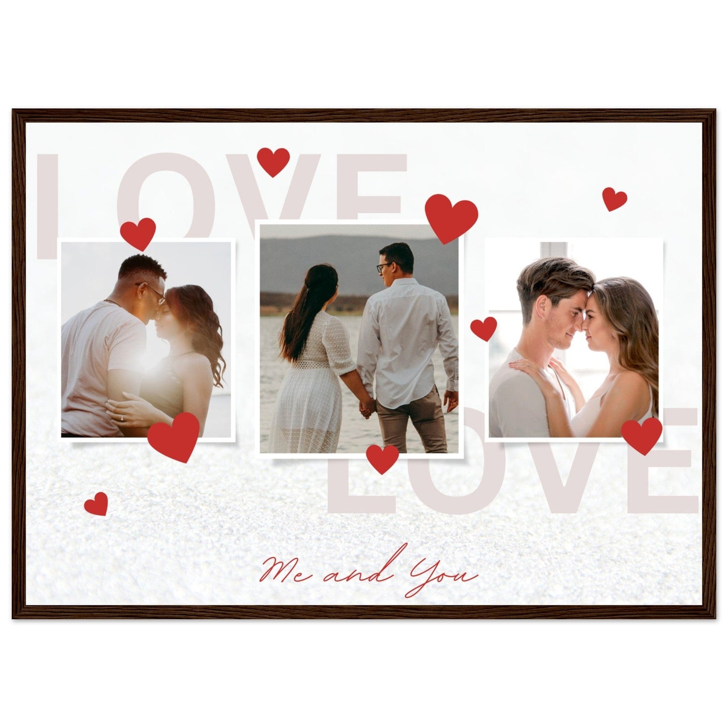 Canvanation Print Material 50x70 cm / 20x28″ / Noir Bois Cadre Pele Mele Photo Couple "Love"