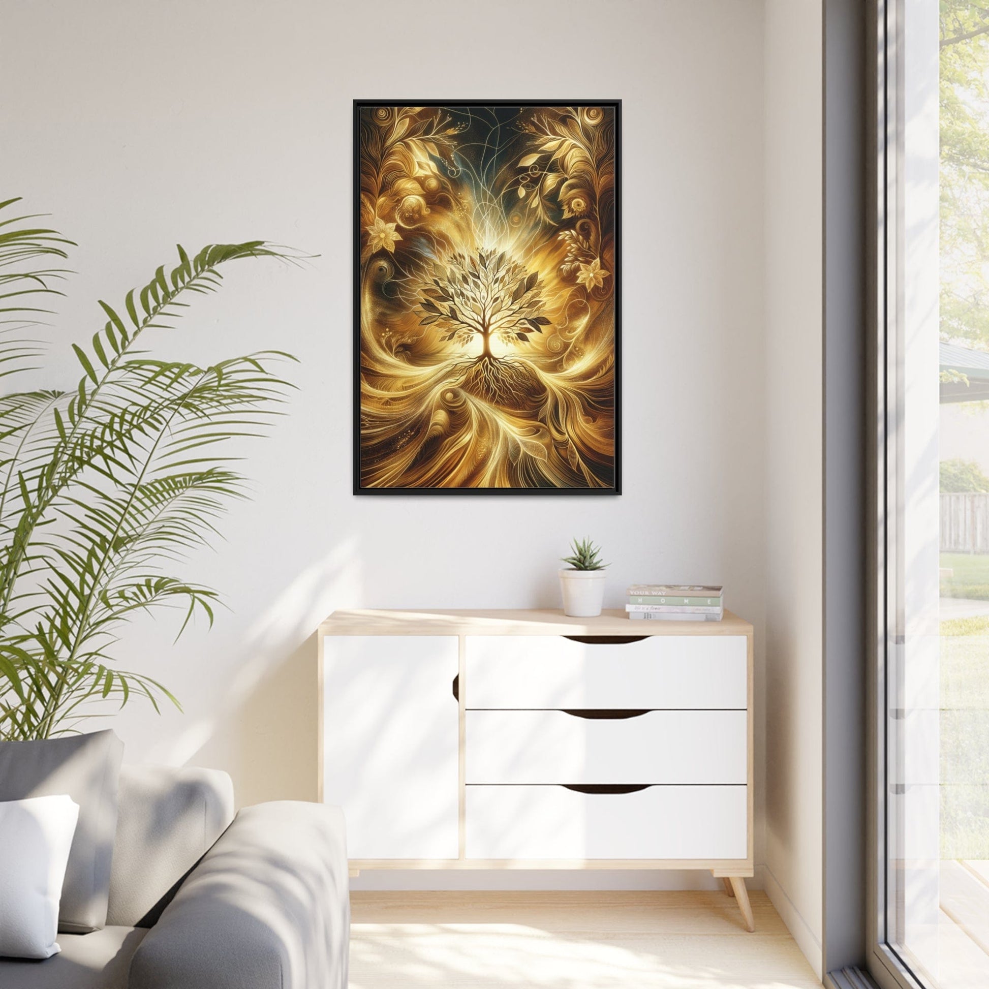Printify Canvas Tableau L'arbre de vie doré : une œuvre majestueuse scintillant de vie et d'abondance