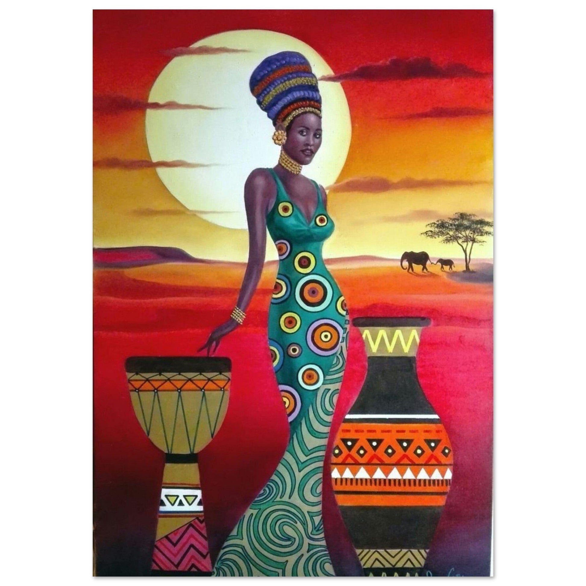 Gelato Print Material A1 (59.4 x 84.1  cm) Peinture Africaine Femme Ebene