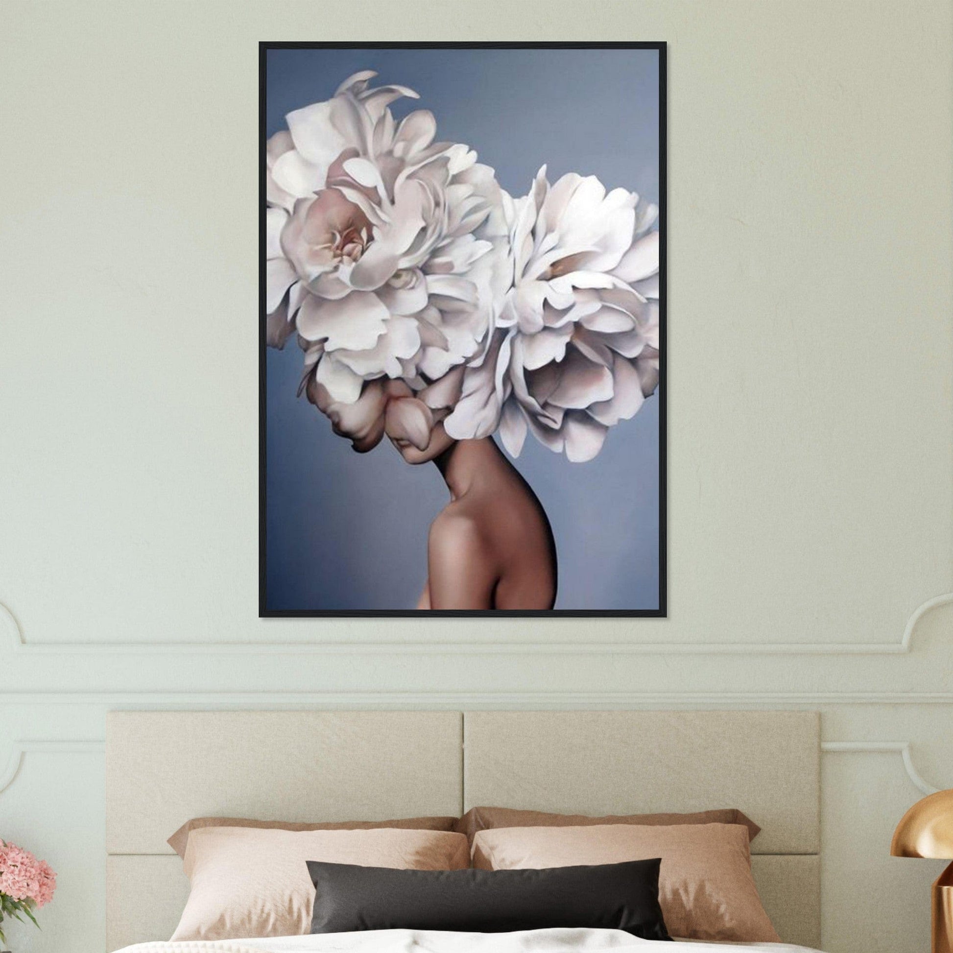 Canvanation Print Material Tableau Femme Fleurs Cheveux Blanc Roses