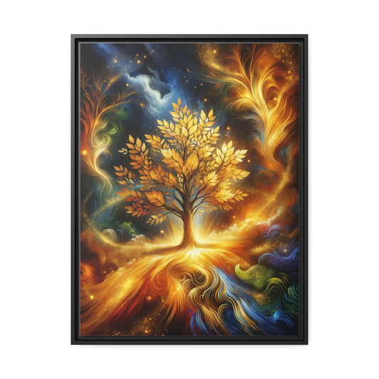 Printify Canvas 81.30 Cm x 61.00 Cm (Vertical) Tableau L'élégance dorée de l'Arbre de Vie: Un symbole de prospérité et d'harmonie