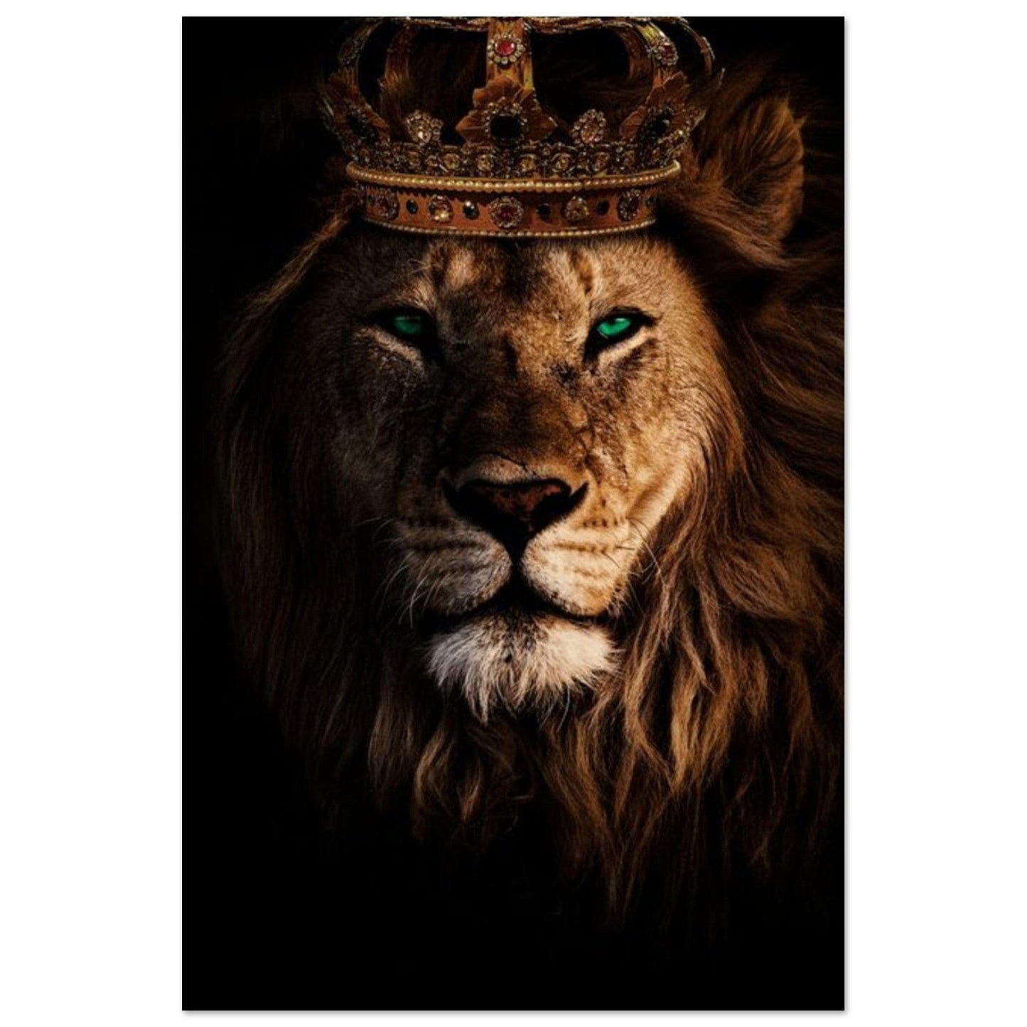 Canvanation Print Material 30x45 cm / 12x18″ Poster Lion Couronne Yeux Vert