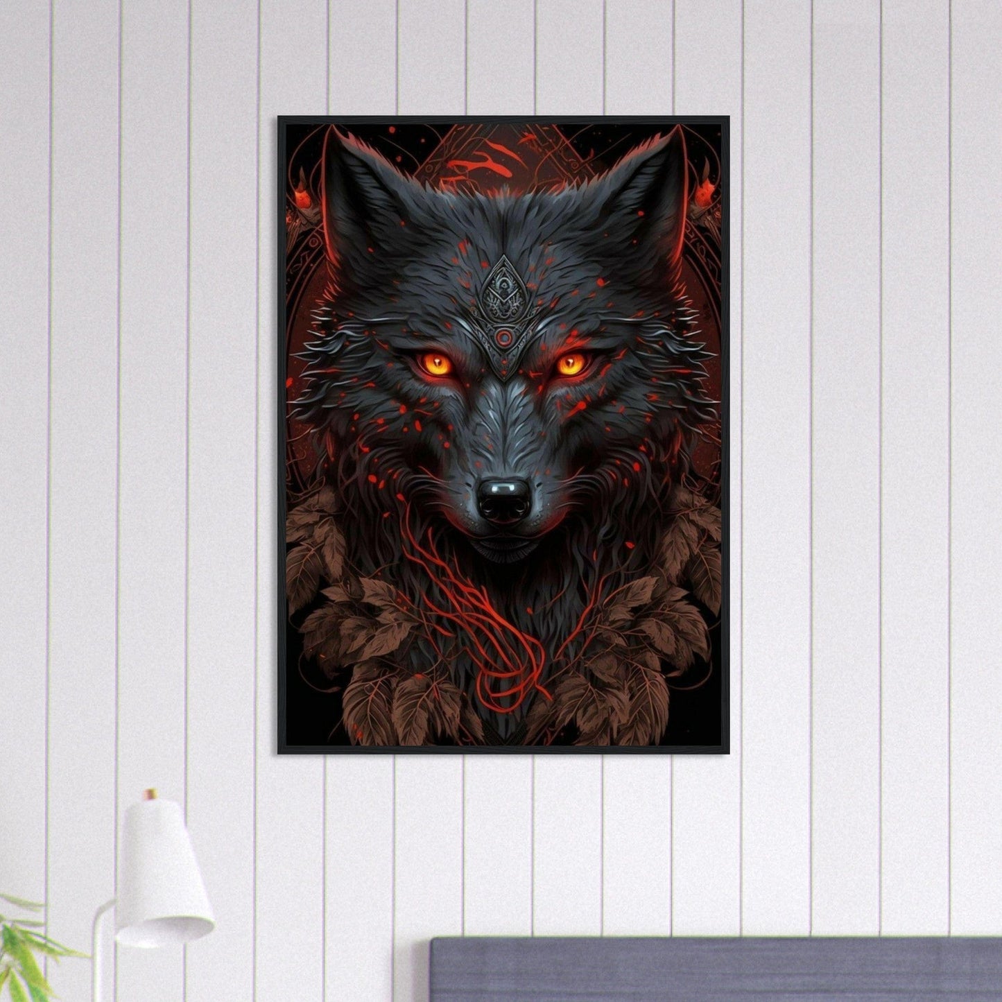 Canvanation Print Material 70x100 cm / 28x40″ Tableau Loup Noir Yeux Rouge