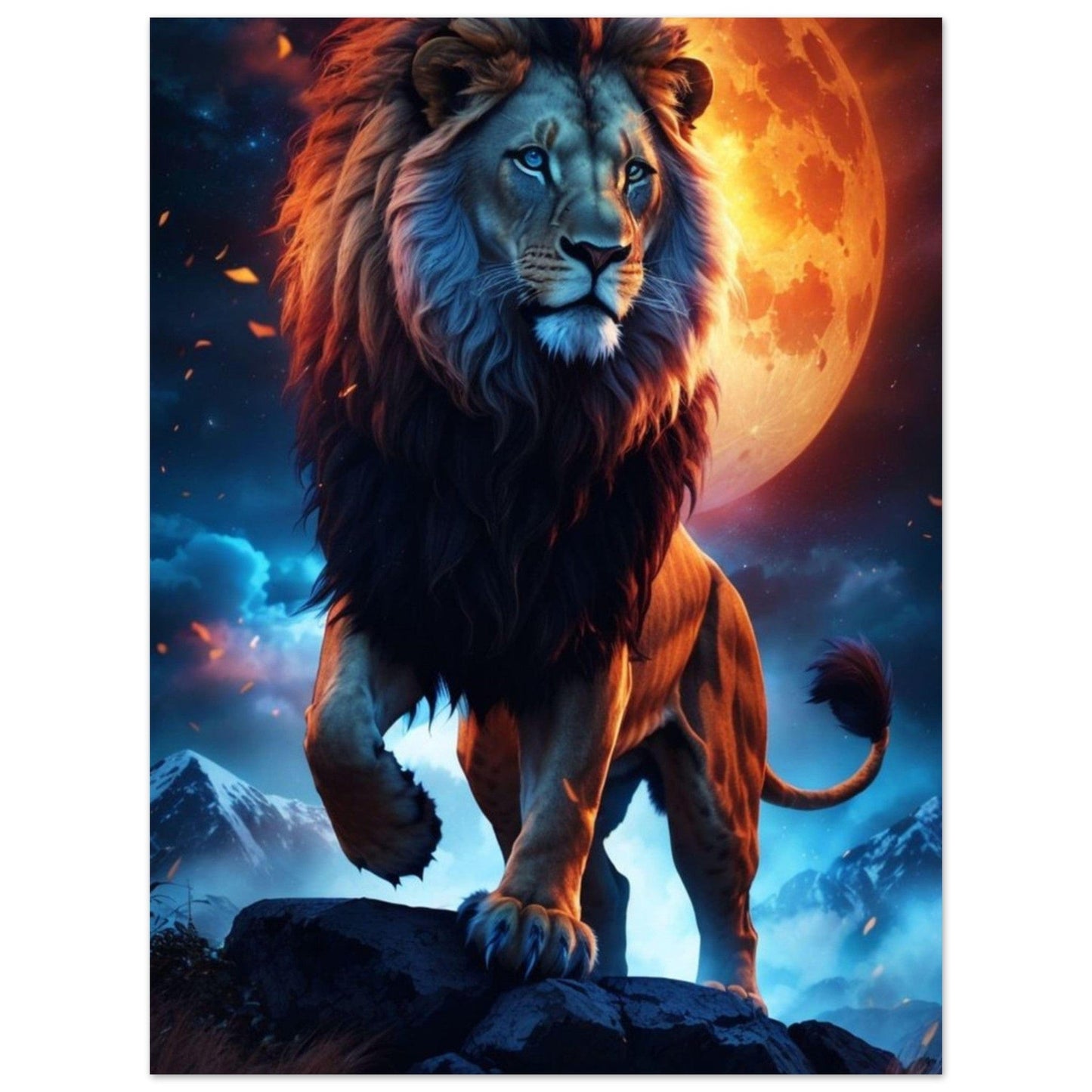 Canvanation Print Material 45x60 cm / 18x24″ Poster Lion Lune Feu