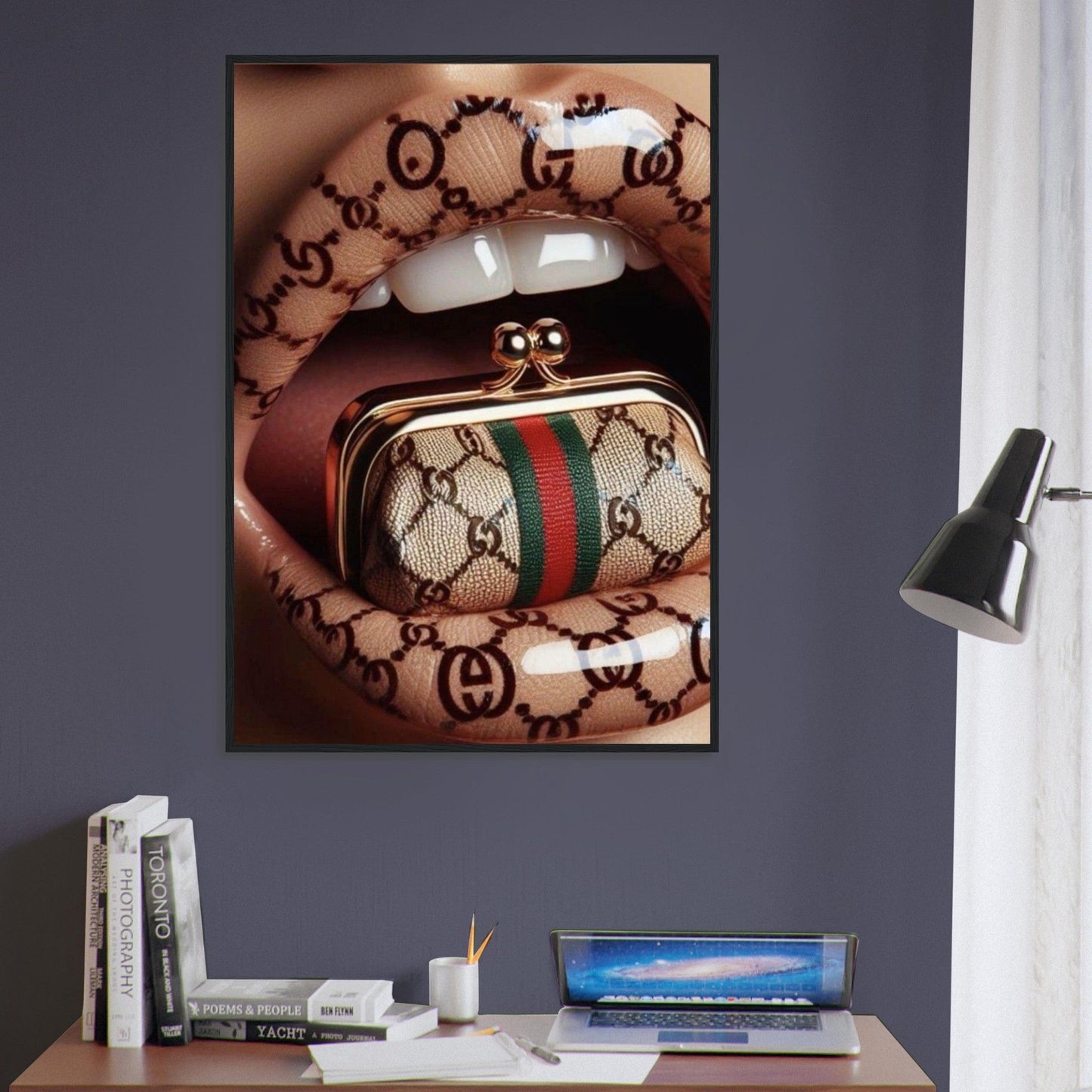 Canvanation Print Material Tableau Levres Sac Gucci
