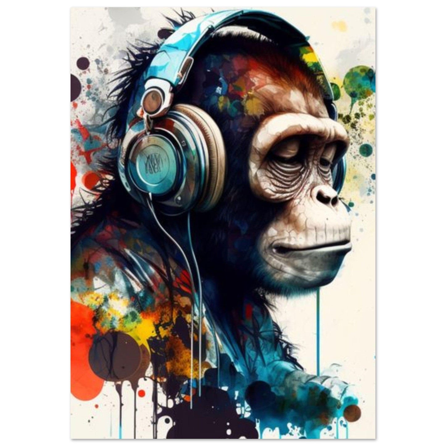 Canvanation Print Material A1 (59.4 x 84.1  cm) Poster Singe Casque Bleu Couleur