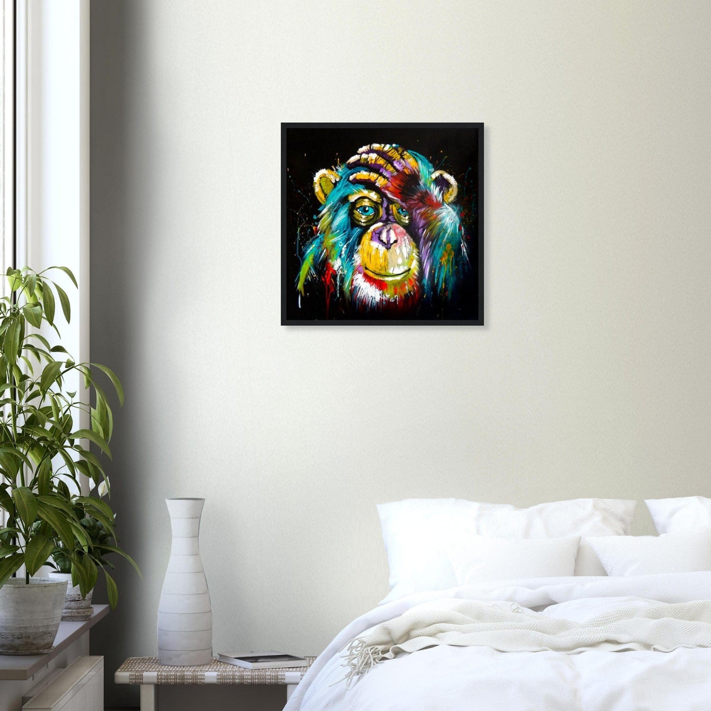Canvanation 50x50cm / Avec cadre en bois Tableau Singe Pop Art