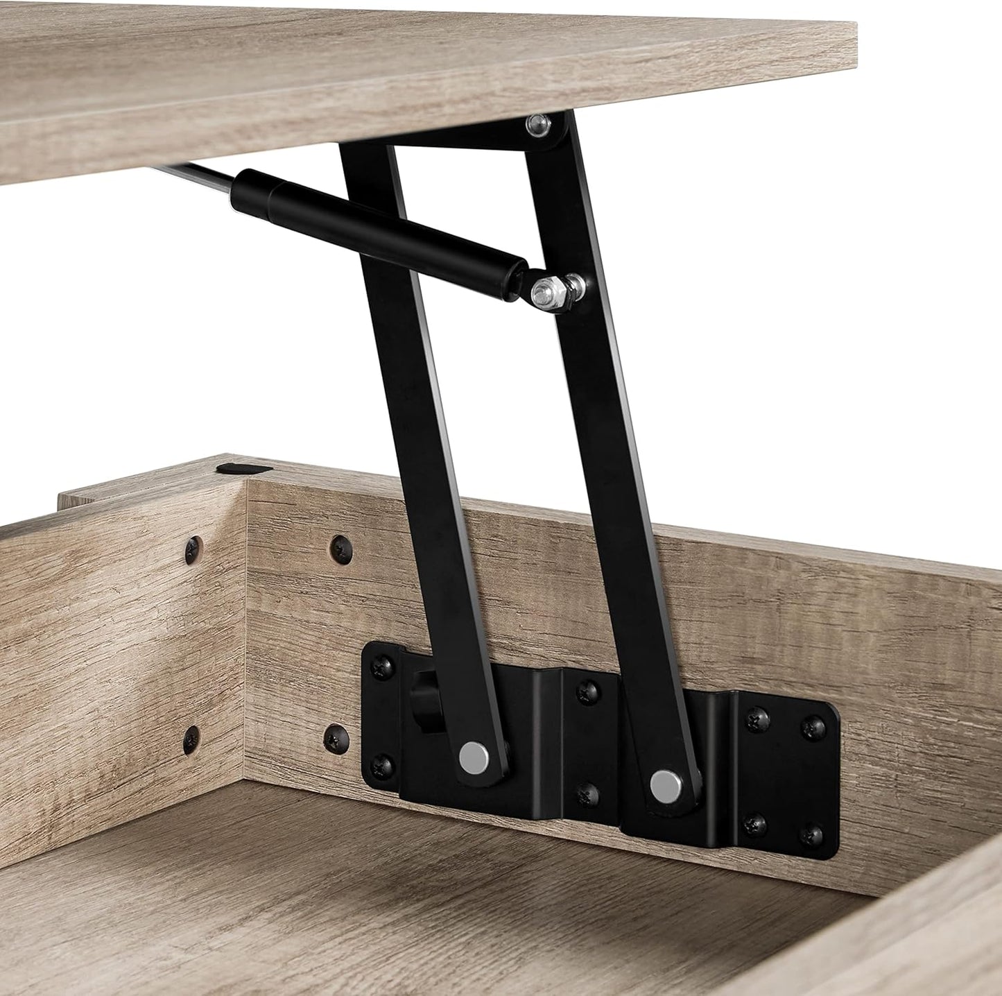 Canvanation Table Basse Gris/Beige à Plateau Relevable 98 x 50 x 42 cm : Praticité et Rangement Intelligent