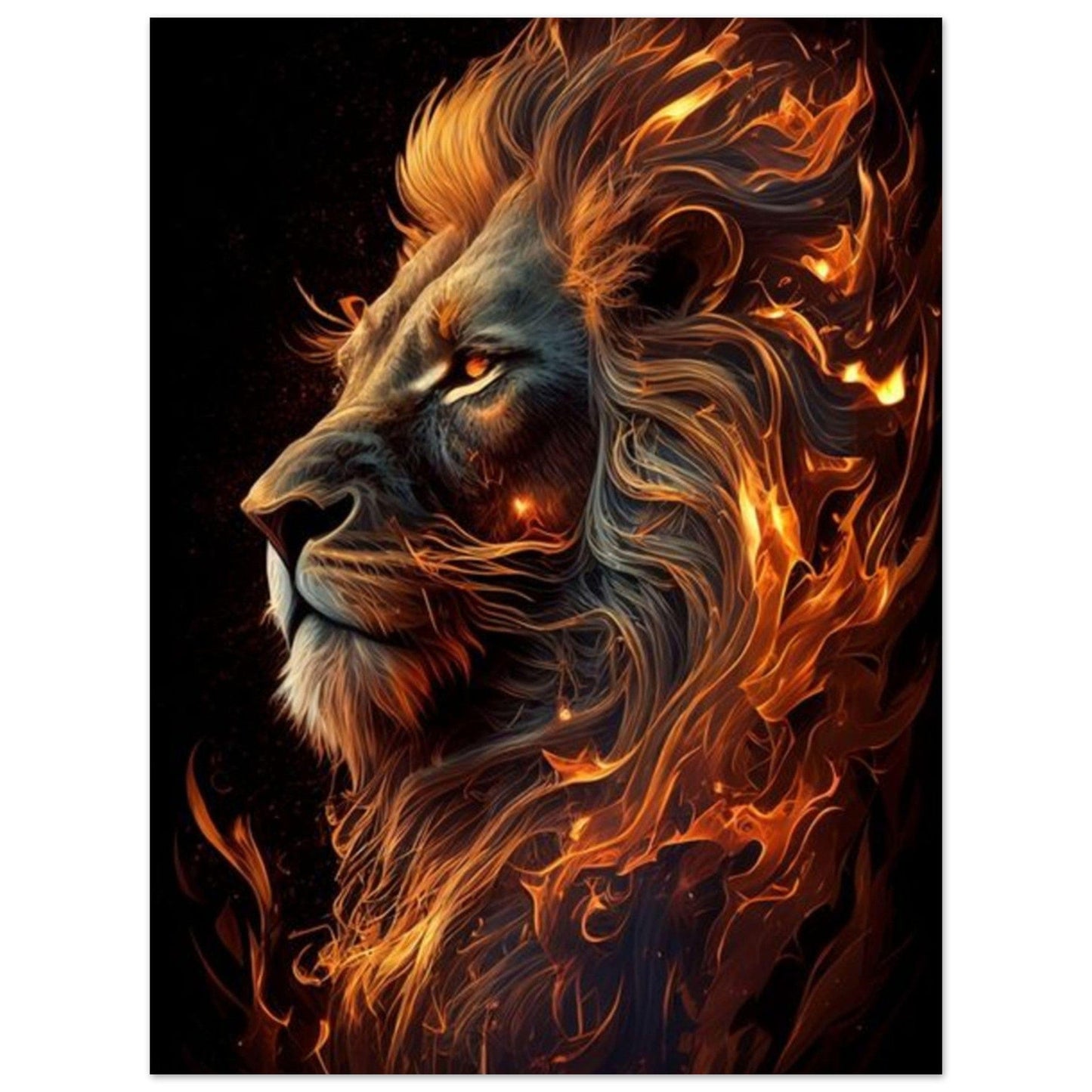 Canvanation Print Material 45x60 cm / 18x24″ Poster Lion Feu Orange
