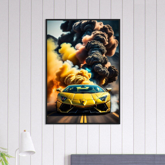 Canvanation Print Material 70x100 cm / 28x40″ Tableau Voiture Lamborghini Jaune
