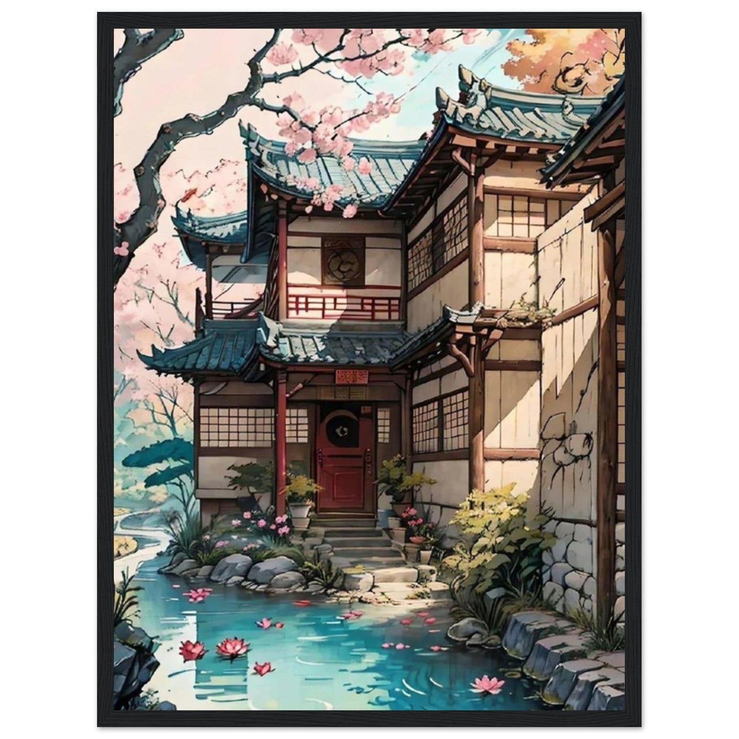 Canvanation Print Material Tableau Japon Paysage Maison