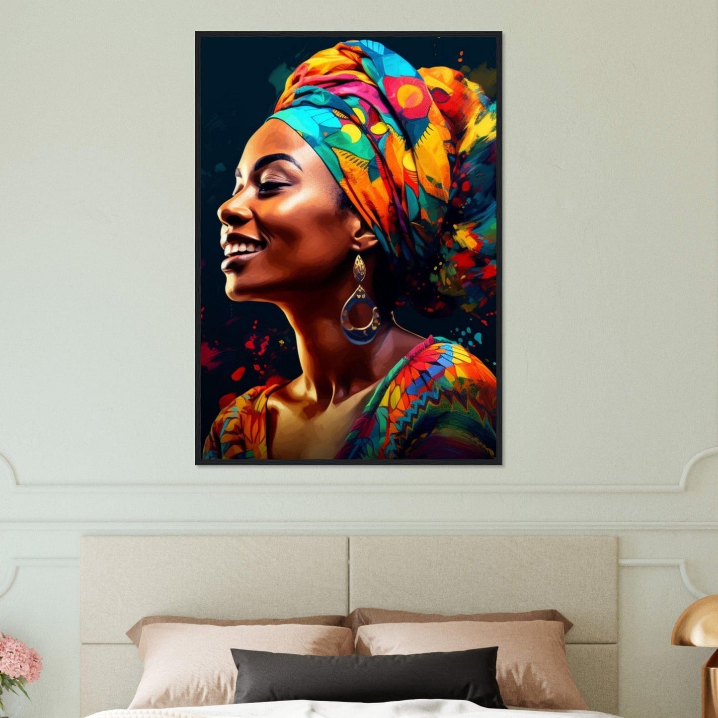 Canvanation Print Material 70x100 cm / 28x40″ Portrait Africaine Peinture Sourire