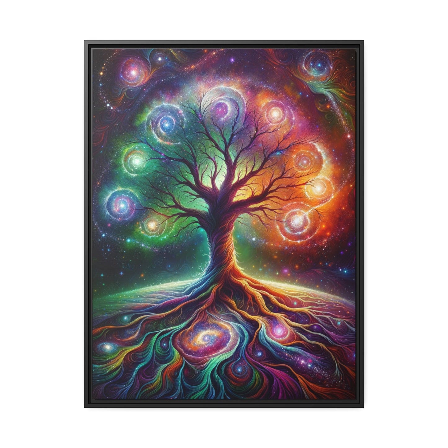 Printify Canvas 30" x 40" (Vertical) / Cadre Noir Tableau L'Arbre Mystique de la Vie