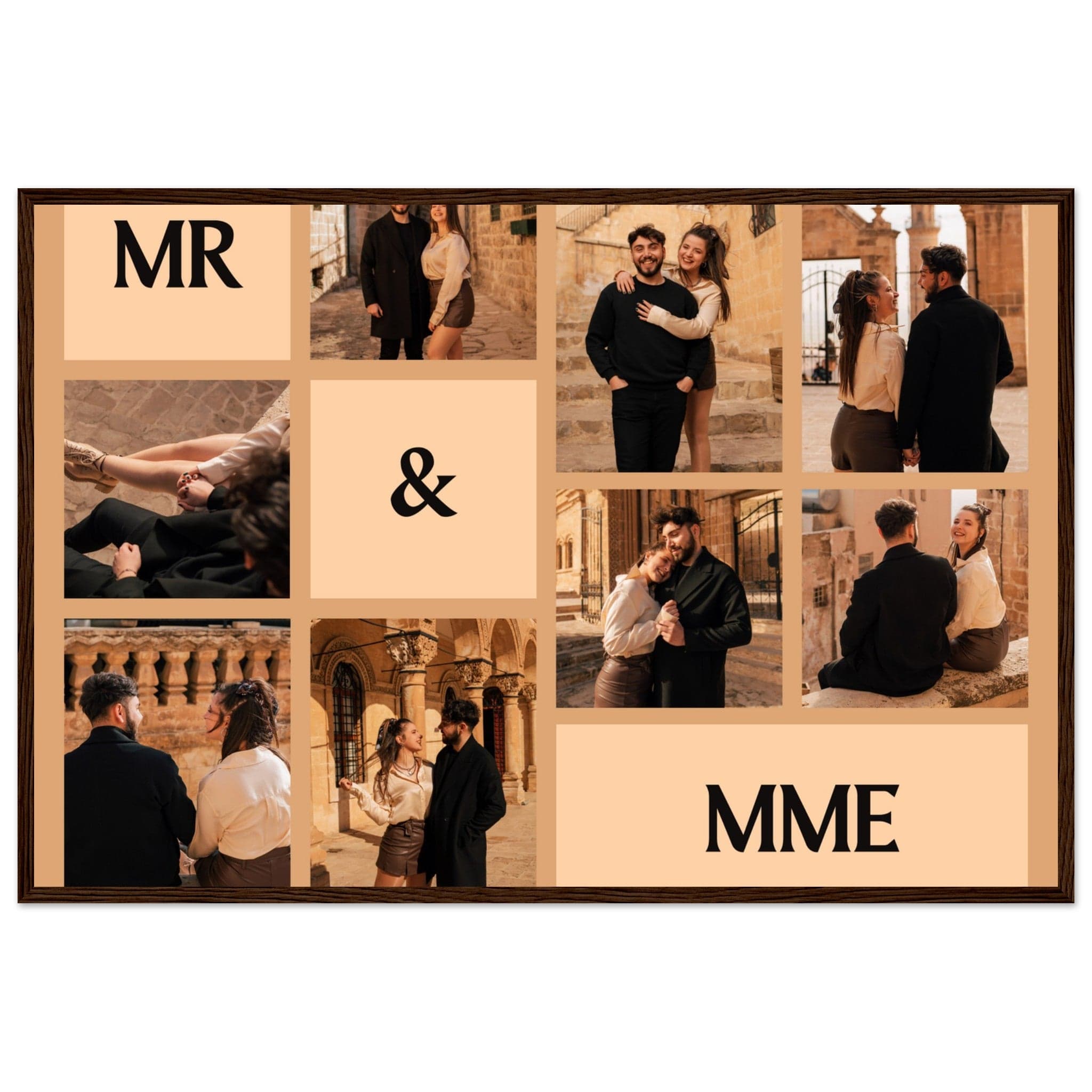 Canvanation Print Material 60x90 cm / 24x36″ / Noir Bois Cadre Photo Pele Mele Couple "Mr & Mme"