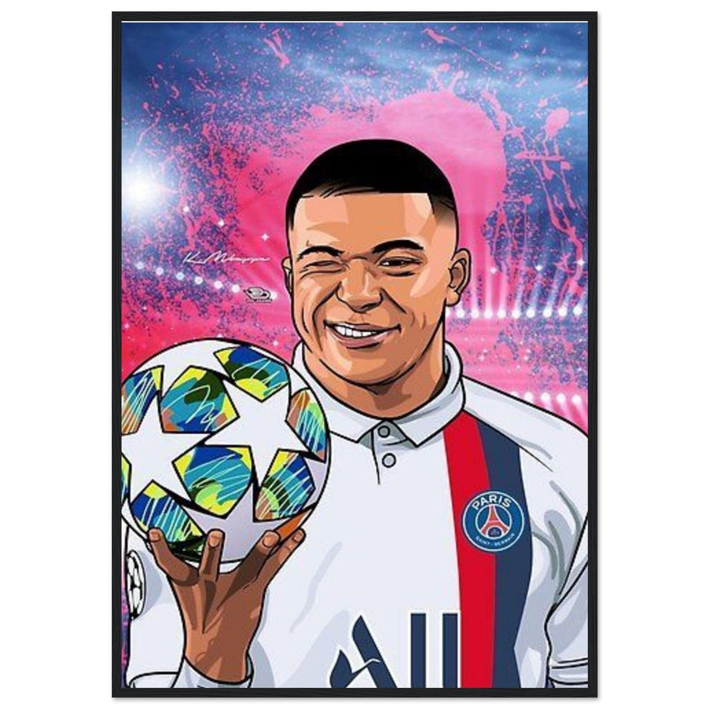 Canvanation Print Material 70x100 cm / 28x40″ / Avec Cadre Tableau Football Kylian Mbappe