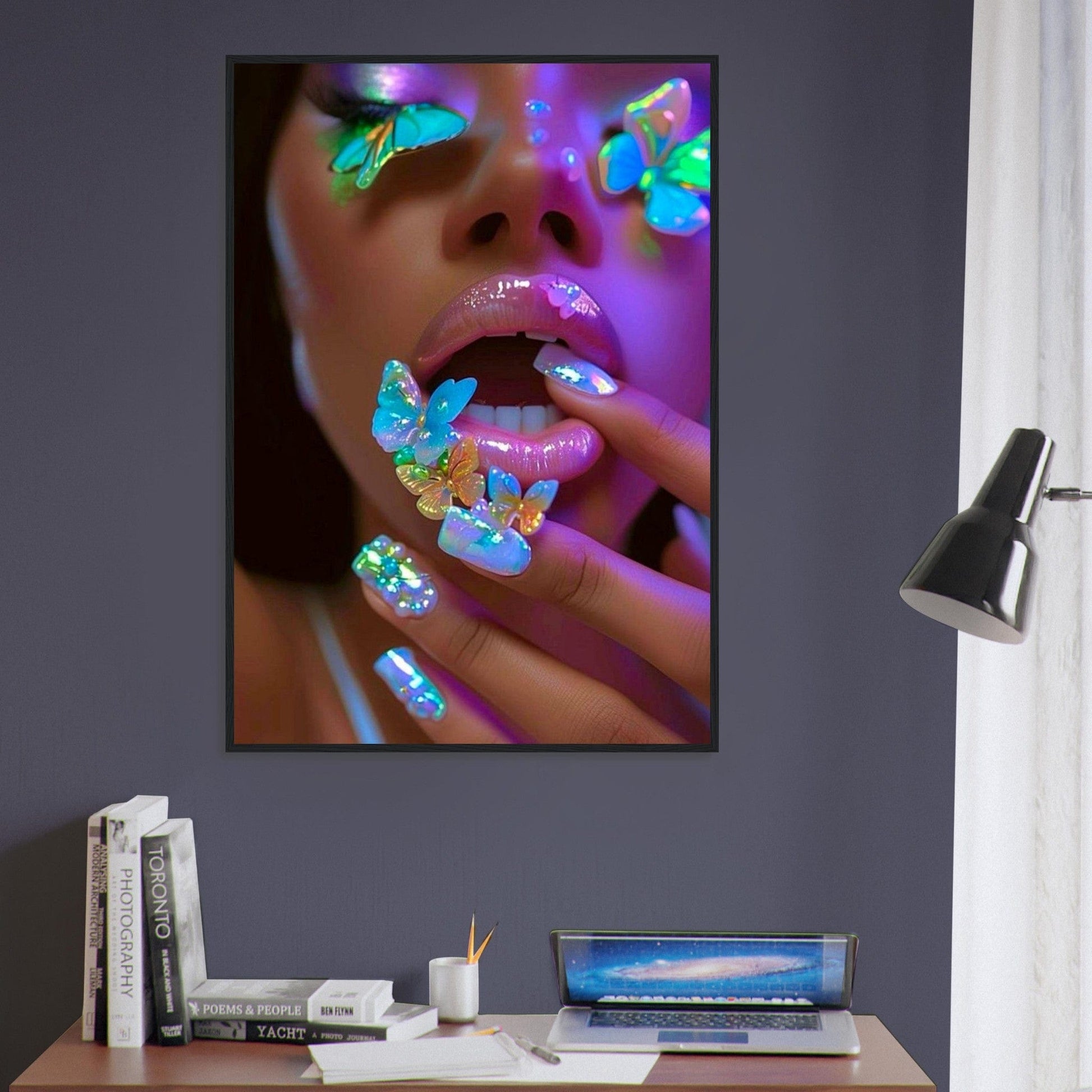 Canvanation Print Material Tableau Levres Papillons Fluorescent