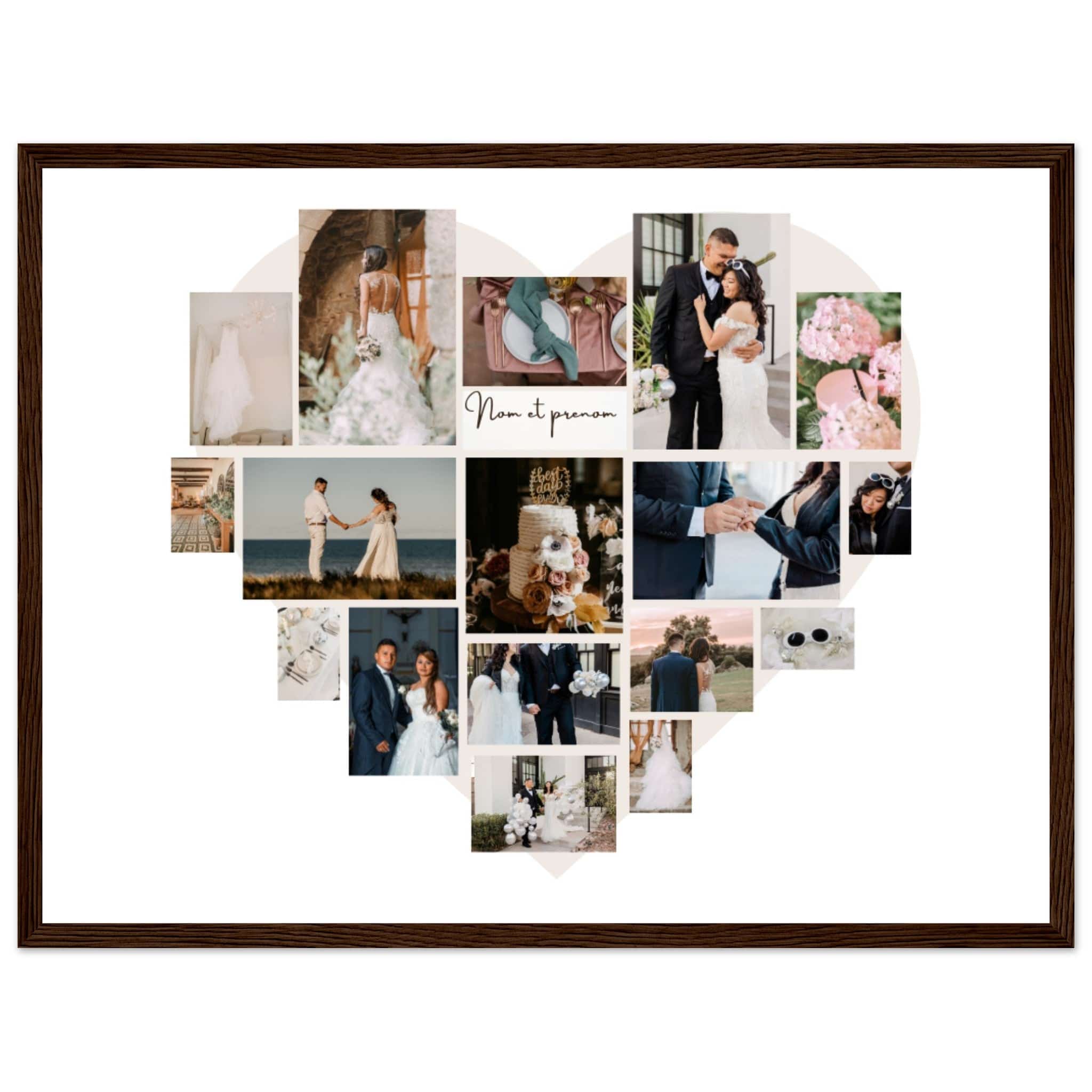 Canvanation Print Material 45x60 cm / 18x24″ / Noir Bois Pêle-mêle de photos sur poster "Mariage ou Fiançailles"
