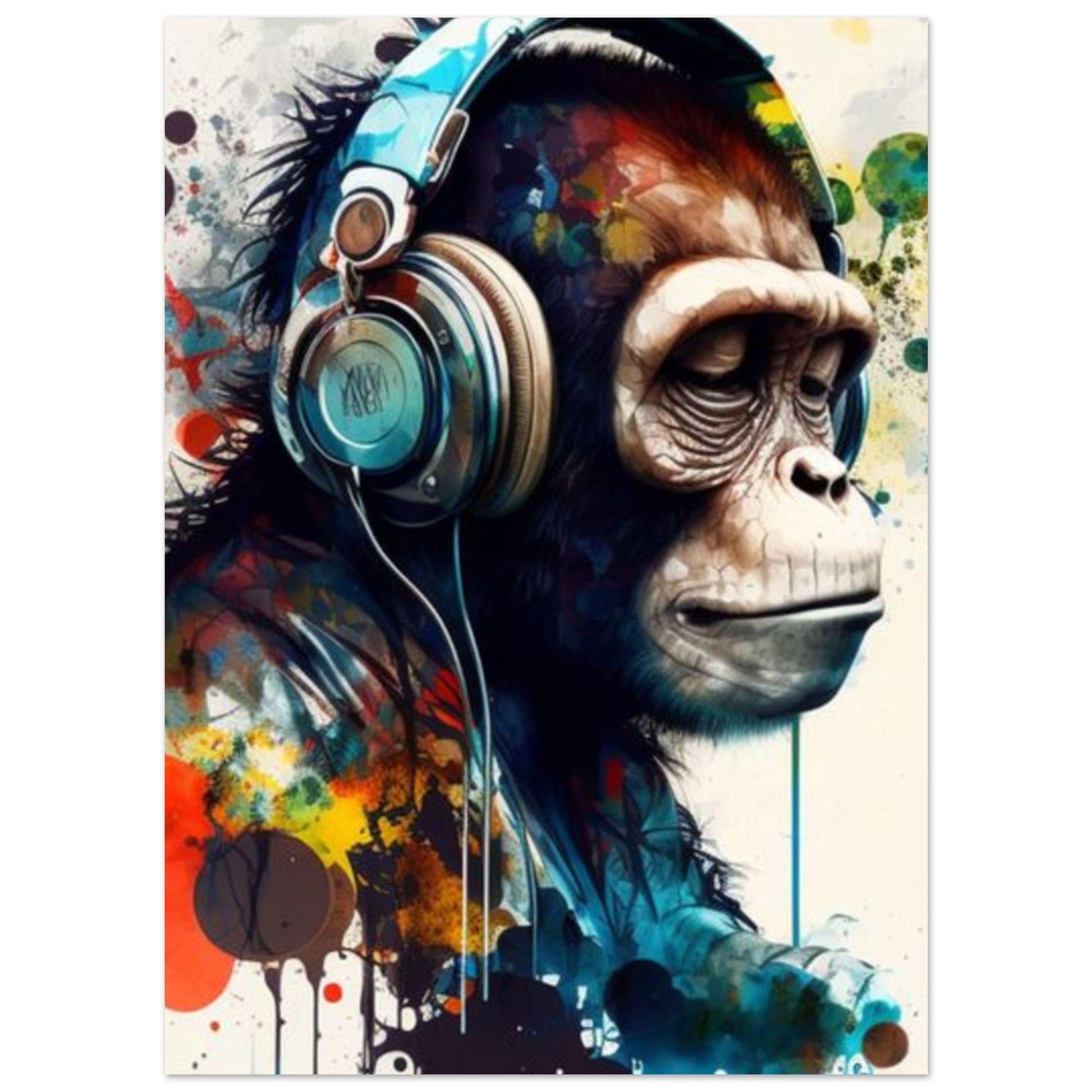 Canvanation Print Material 13x18 cm / 5x7″ Poster Singe Casque Bleu Couleur