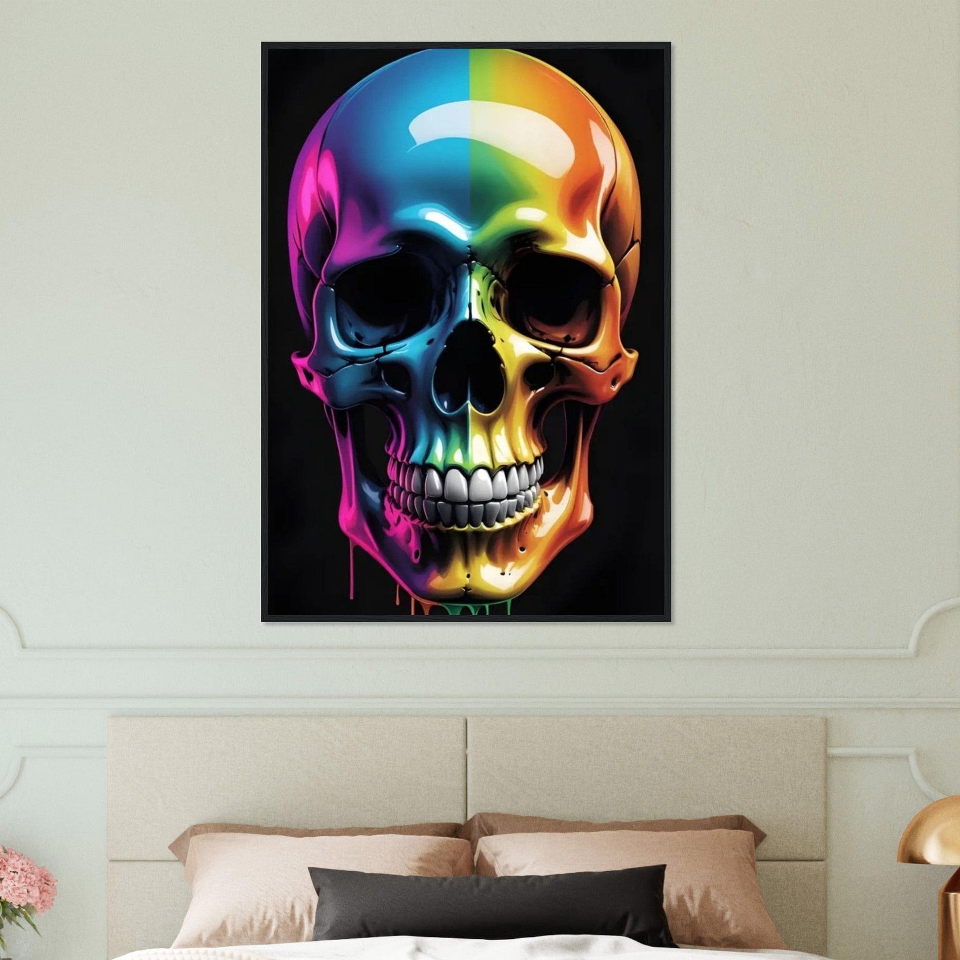 Canvanation Print Material Tableau Tête De Mort Couleurs En Folie