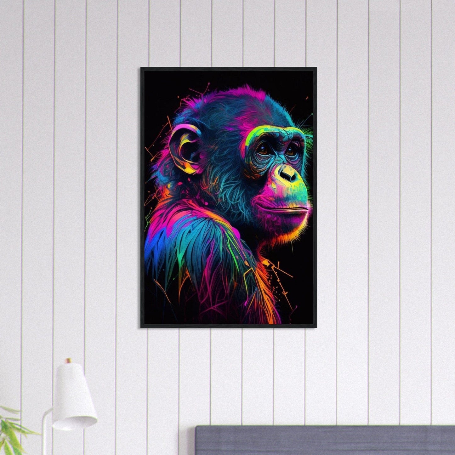 Canvanation Print Material 60x90 cm / 24x36″ Tableau Singe Pop Art Fond Noir