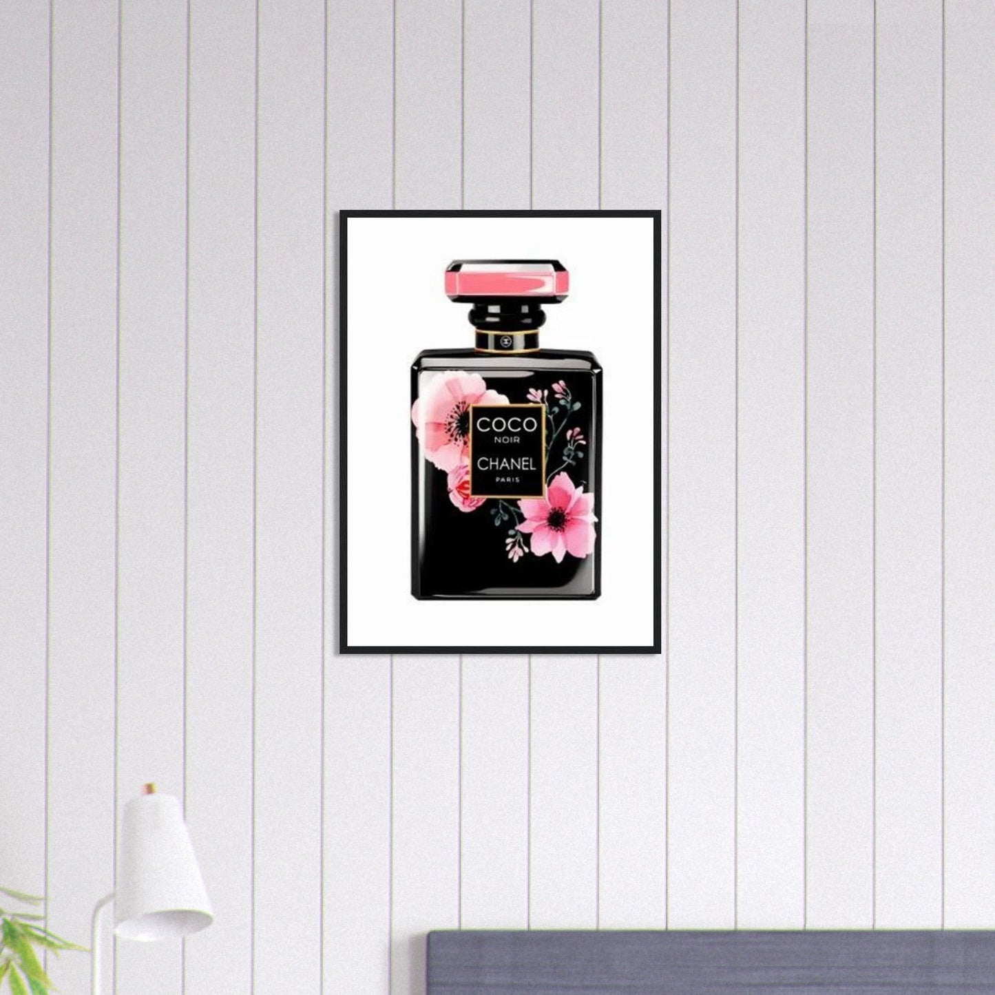 Canvanation Print Material 50x70 cm / 20x28″ Tableau Chanel Numéro 5 Fleurs Noir