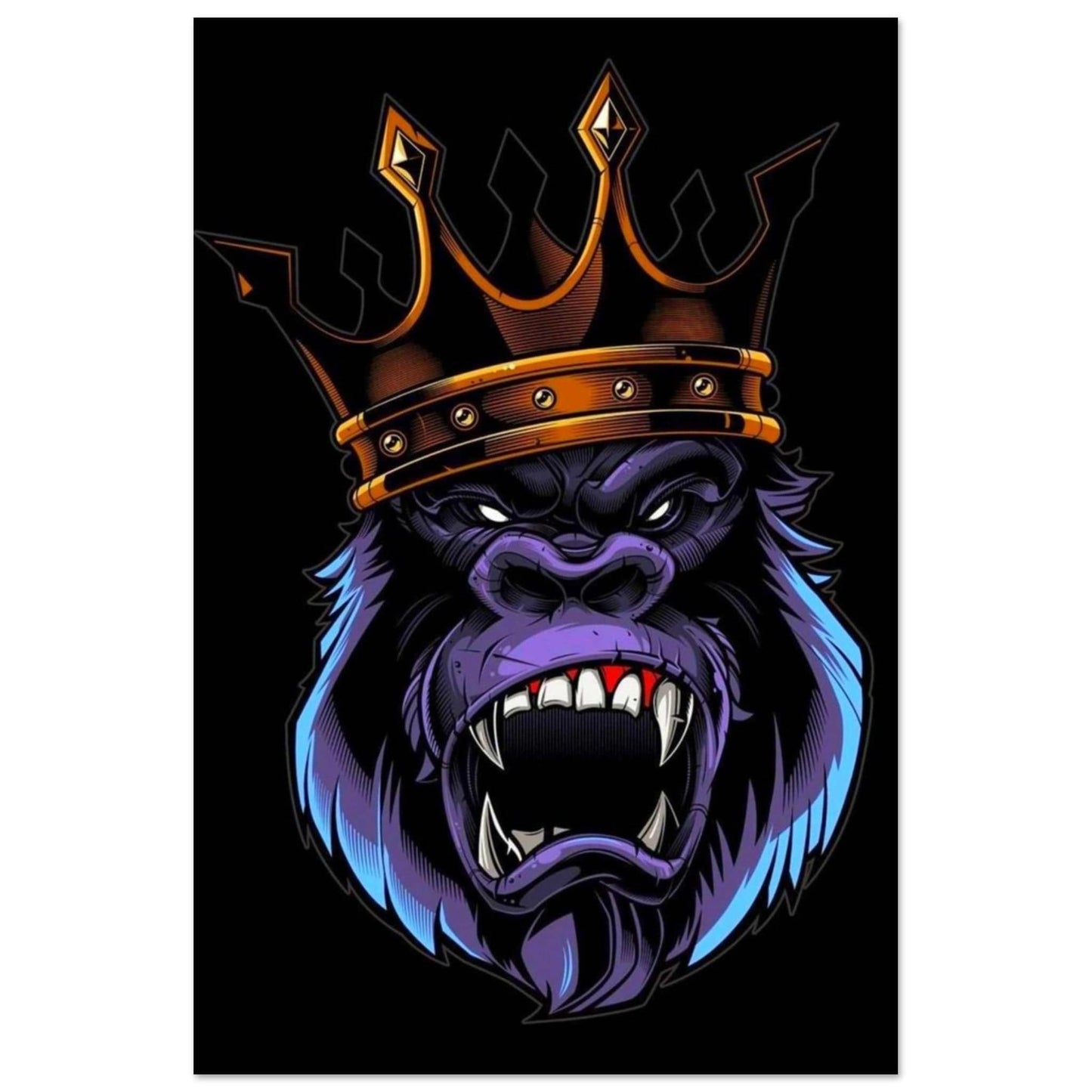 Canvanation Print Material 40x60 cm / 16x24″ Poster Gorille Violet Et Bleu